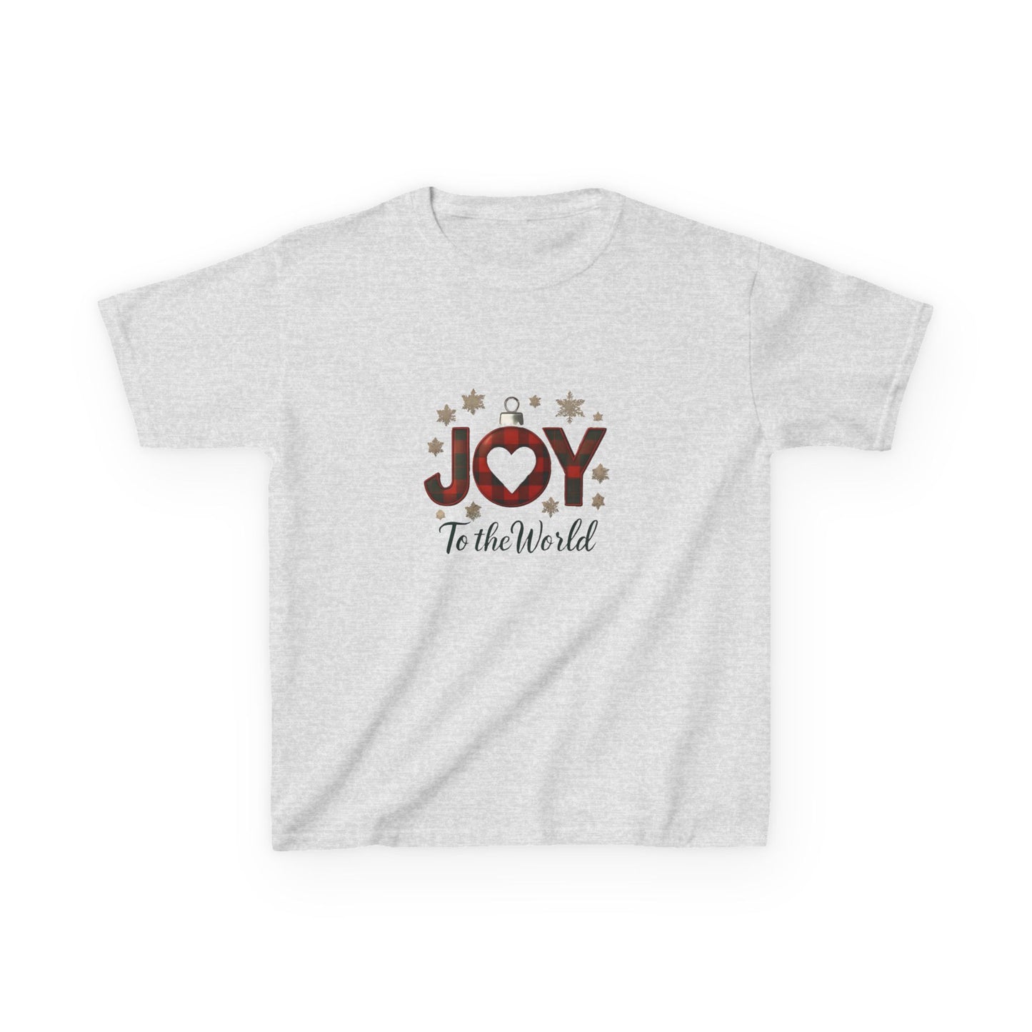 JOY Dinosaur Christmas Tee - Plaid Ornament Dino Shirt