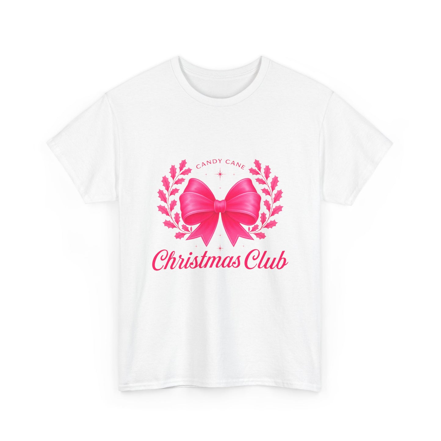 Christmas Tee with Pink Bow and Candy Cane Christmas Club Text