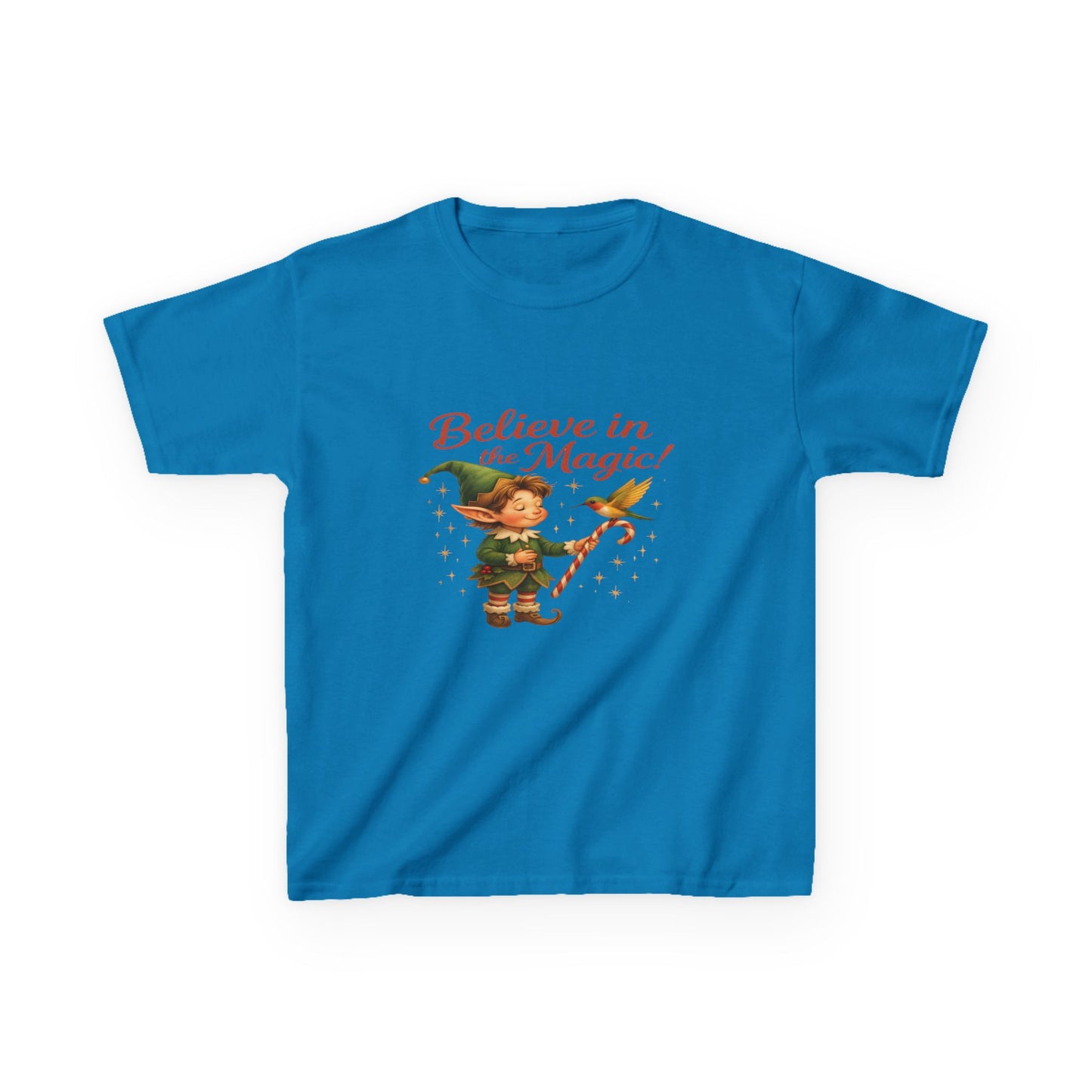 Believe in the Magic Elf & Dino Christmas Kids Tee