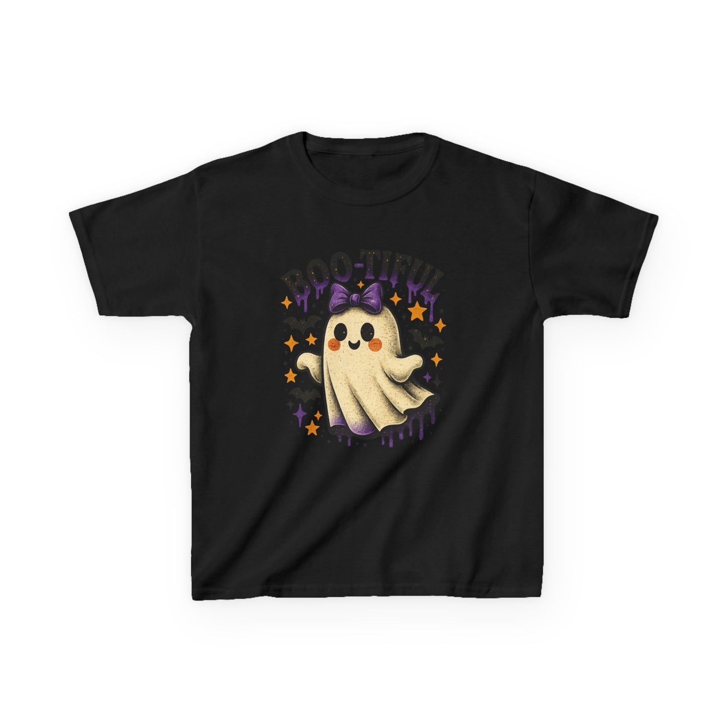 Boo-tiful Ghost Halloween Tee - Kids' Retro Graphic