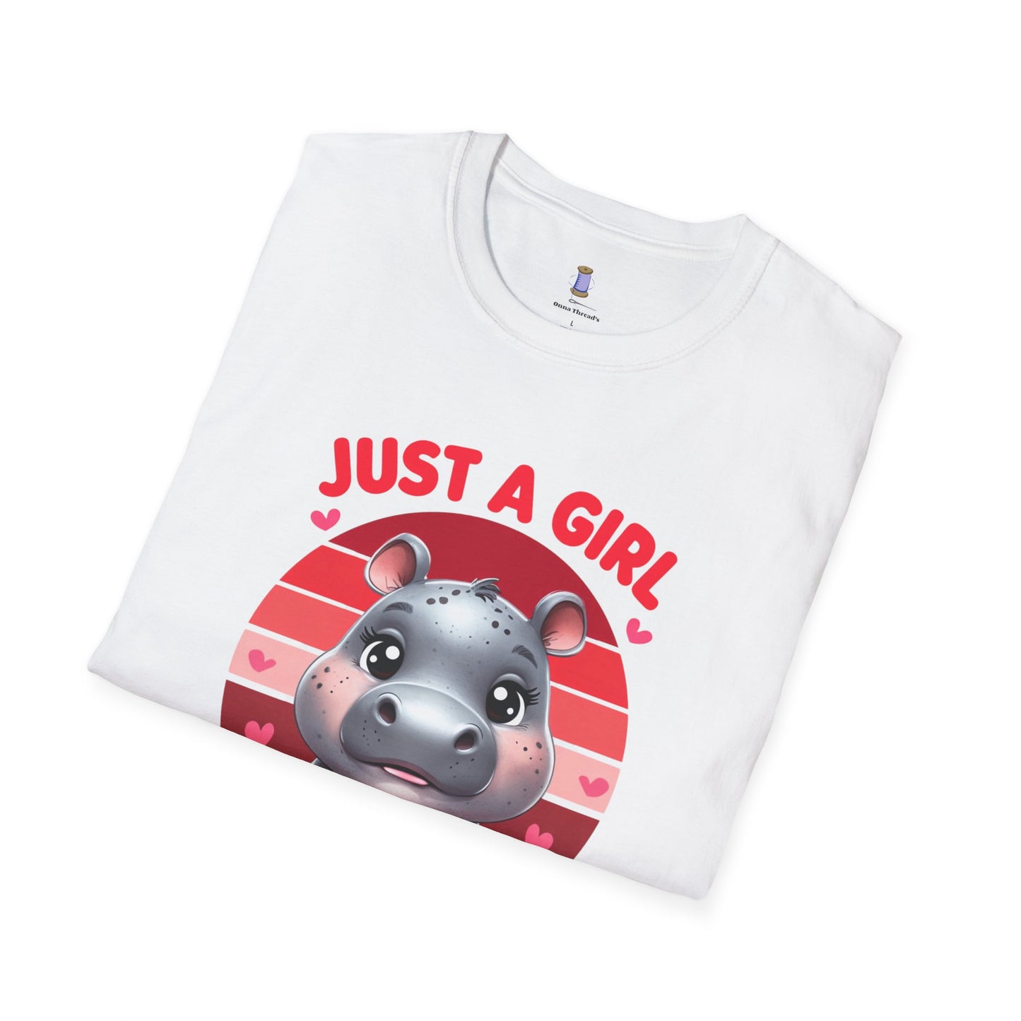 Just a Girl Who Loves Moo Deng Unisex Softstyle T-Shirt | Cute Hippo Tee, Animal Lover Shirt, Gift for Kids, Summer Wear, Birthday Present