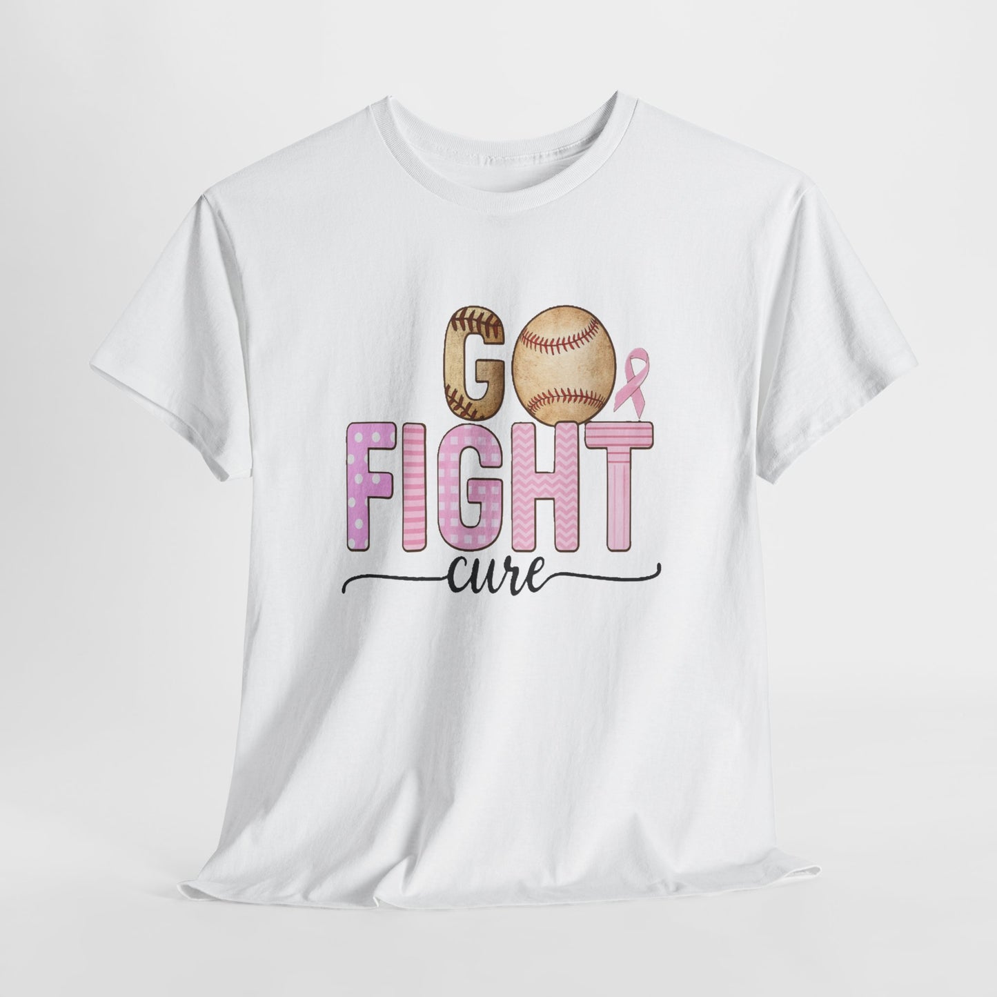 Go Fight Cure Baseball Pink Ribbon Awareness Tee
