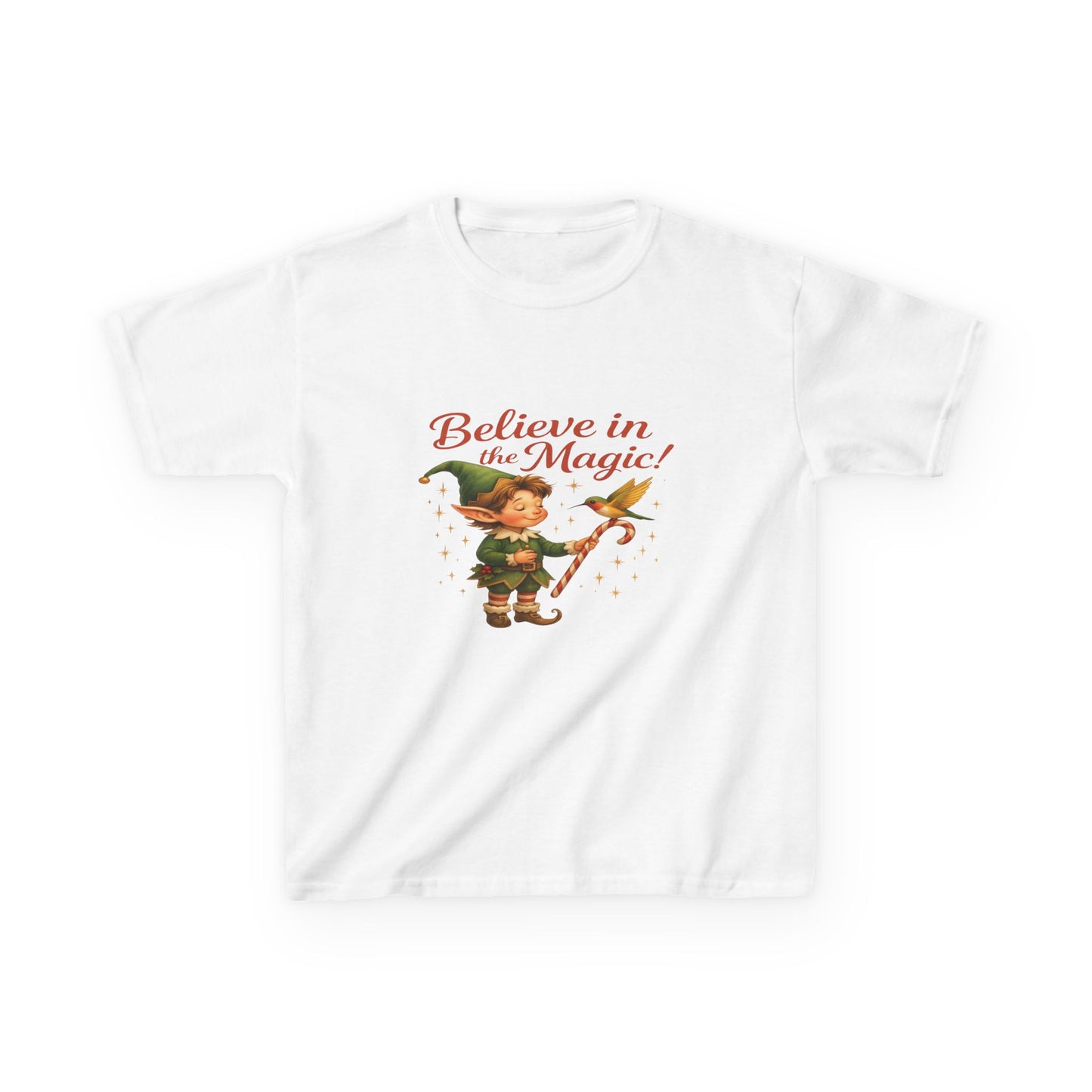 Believe in the Magic Elf & Dino Christmas Kids Tee