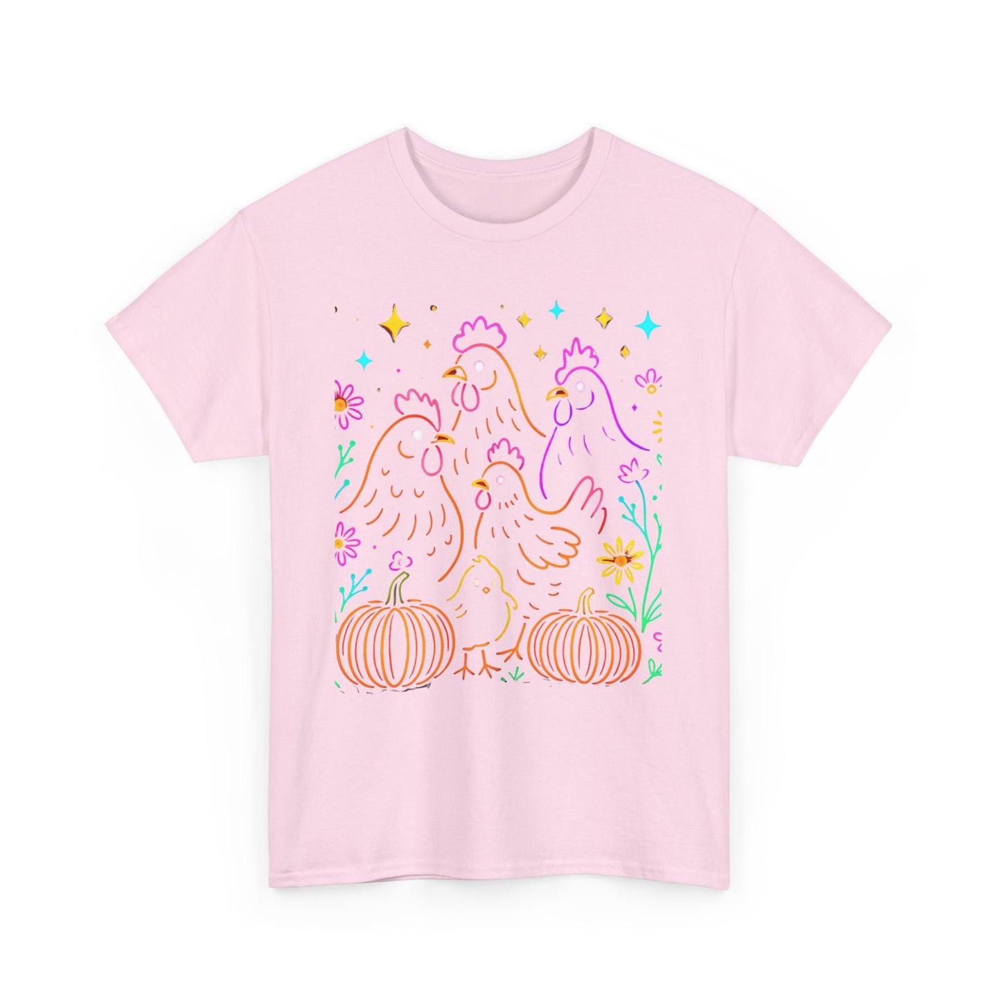 Autumn Glow Chicken Tee – Colorful Farmhouse Pumpkin Shirt
