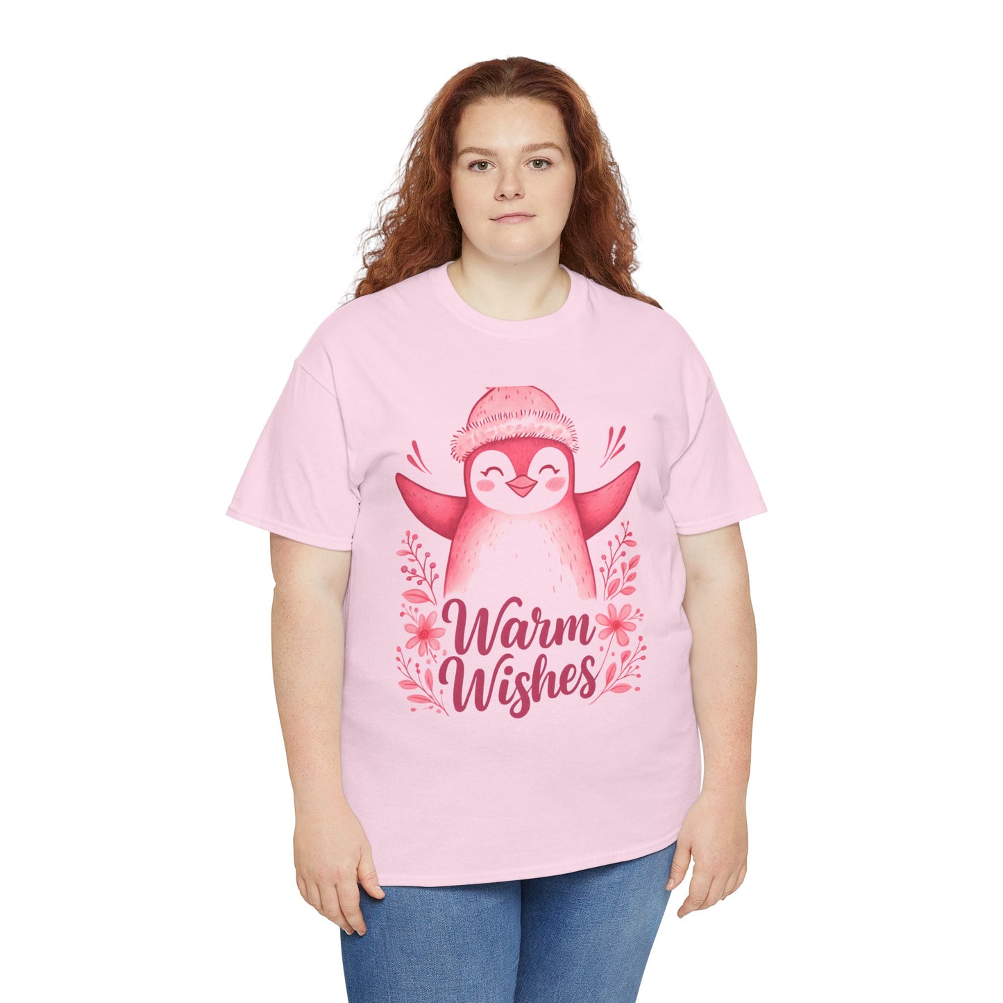 Warm Wishes Pink Penguin Tee - Holiday Tee