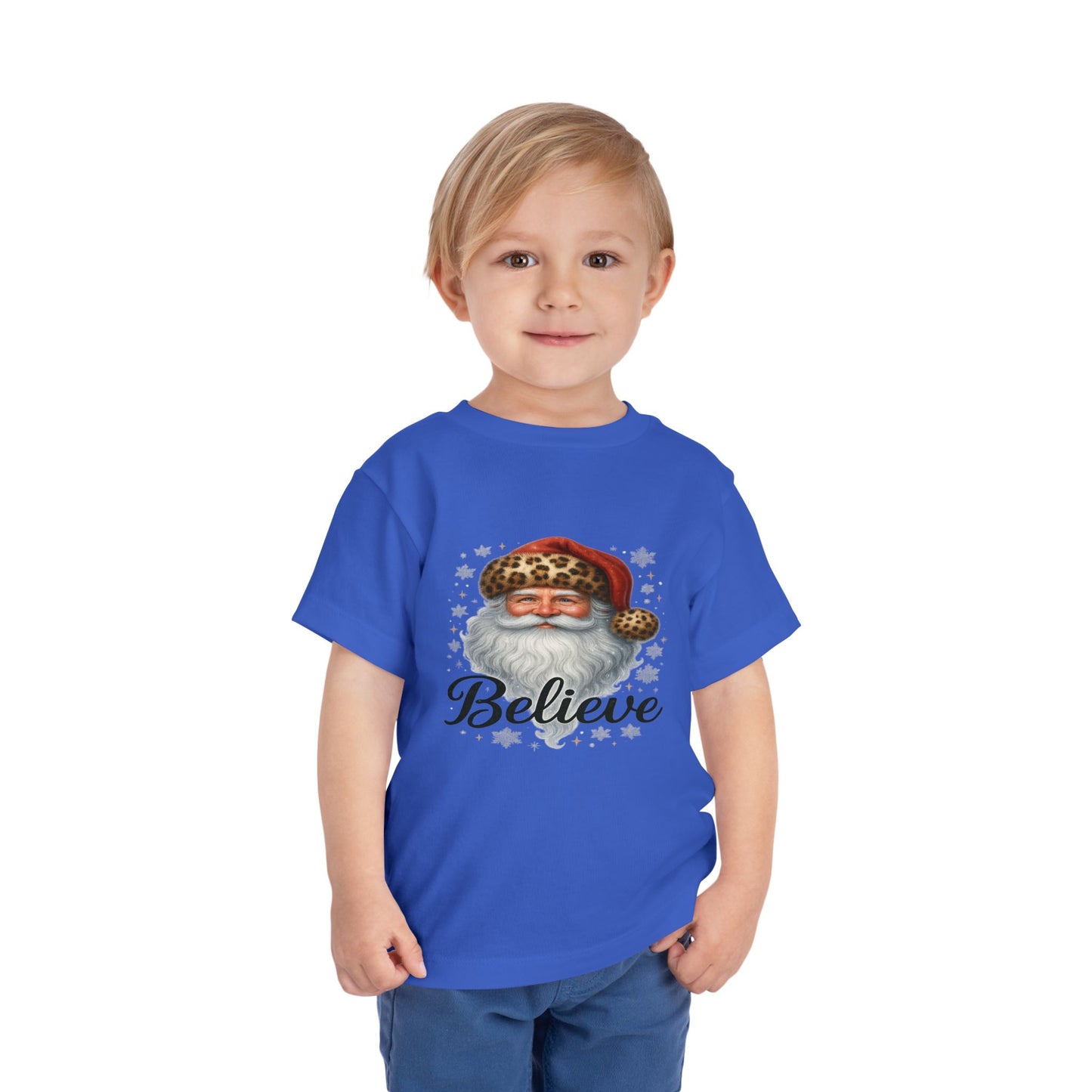 Believe Santa Leopard Print Toddler Christmas Tee