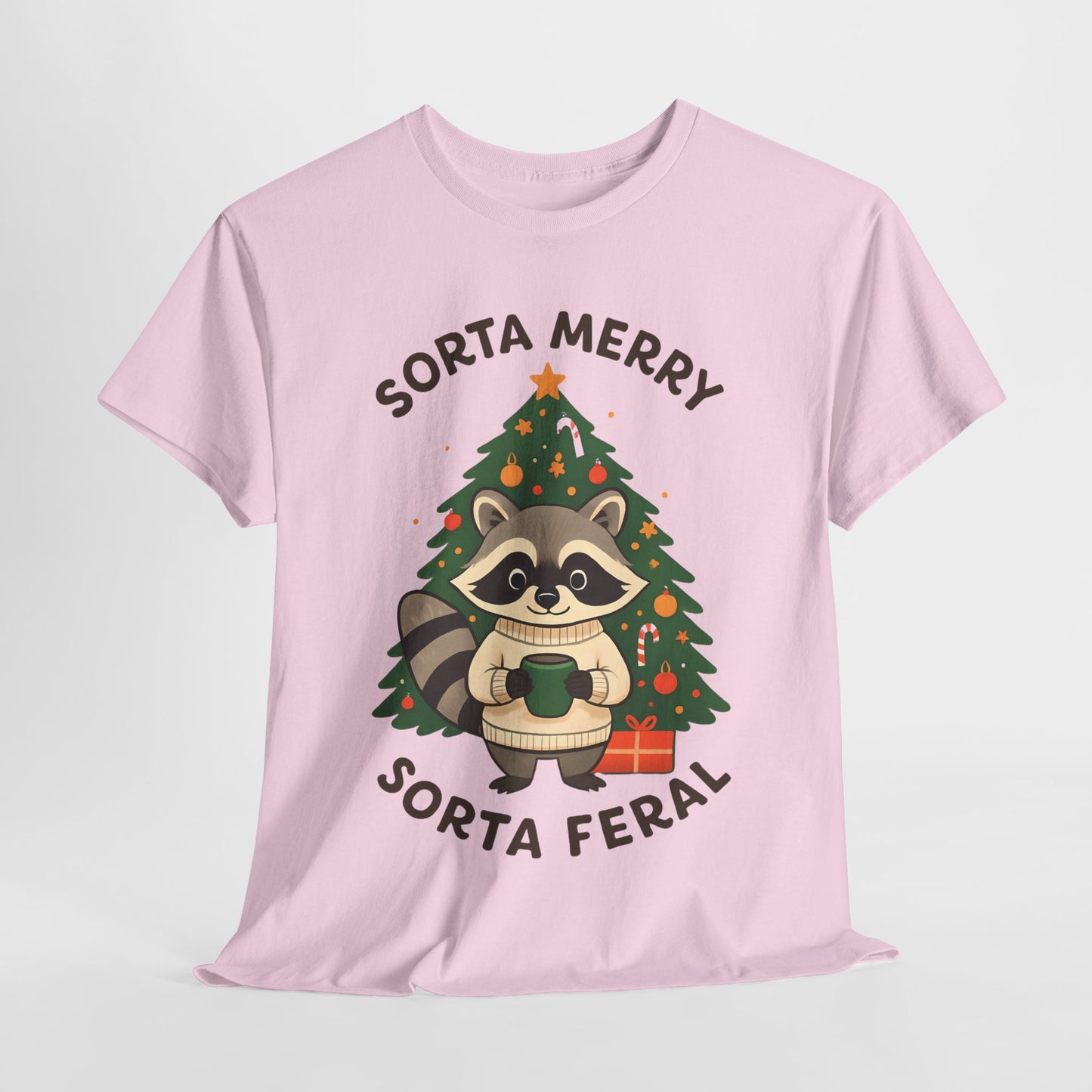Sorta Merry Sorta Feral Raccoon Christmas Tee