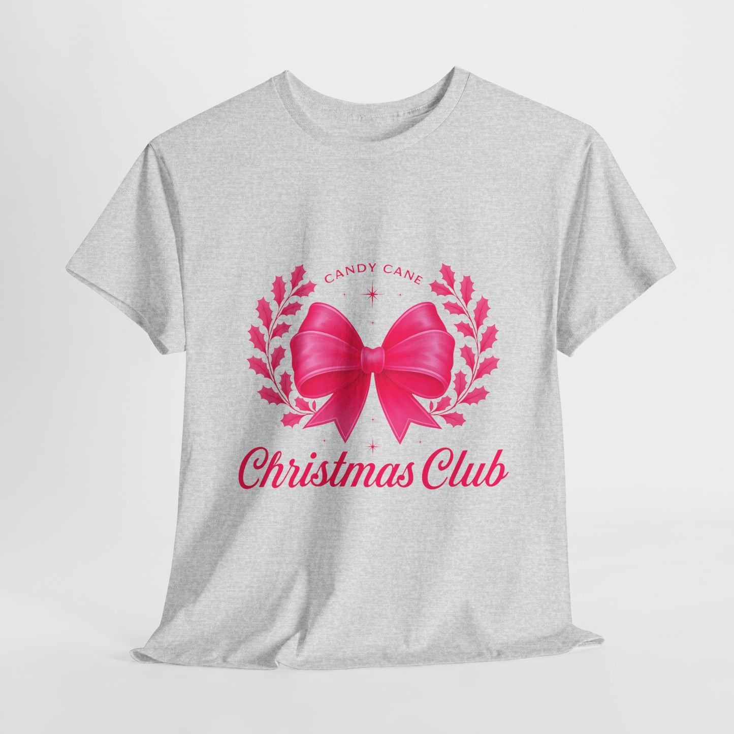 Christmas Tee with Pink Bow and Candy Cane Christmas Club Text