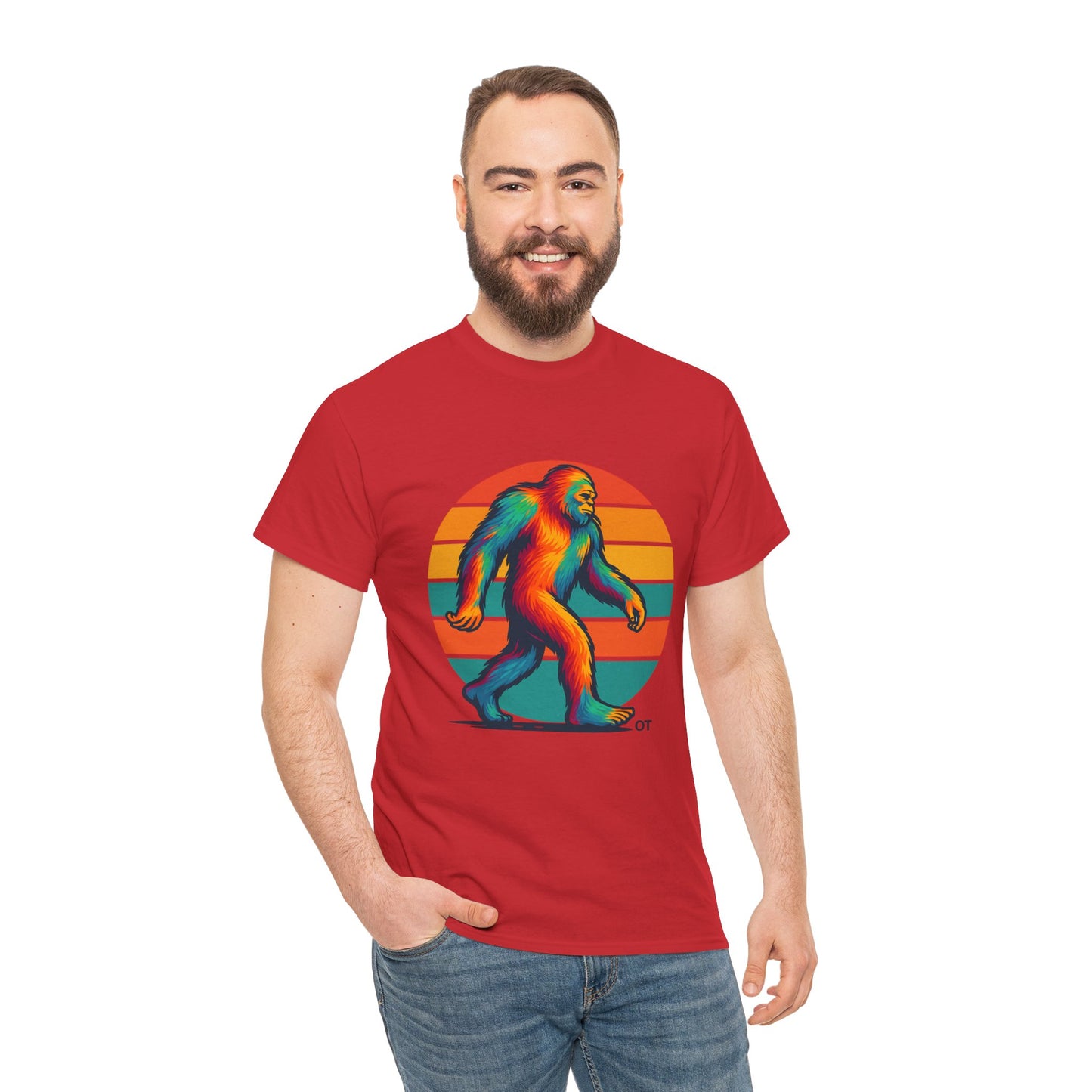 Colorful Bigfoot Unisex T-Shirt, Fun Graphic Tee for Nature Lovers, Perfect for Holidays, Festivals, Camping, Gifts