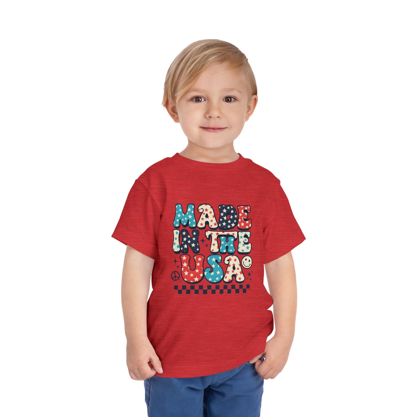 Toddler Tee Vintage Made in USA Retro Smiley Peace Sign Star Design