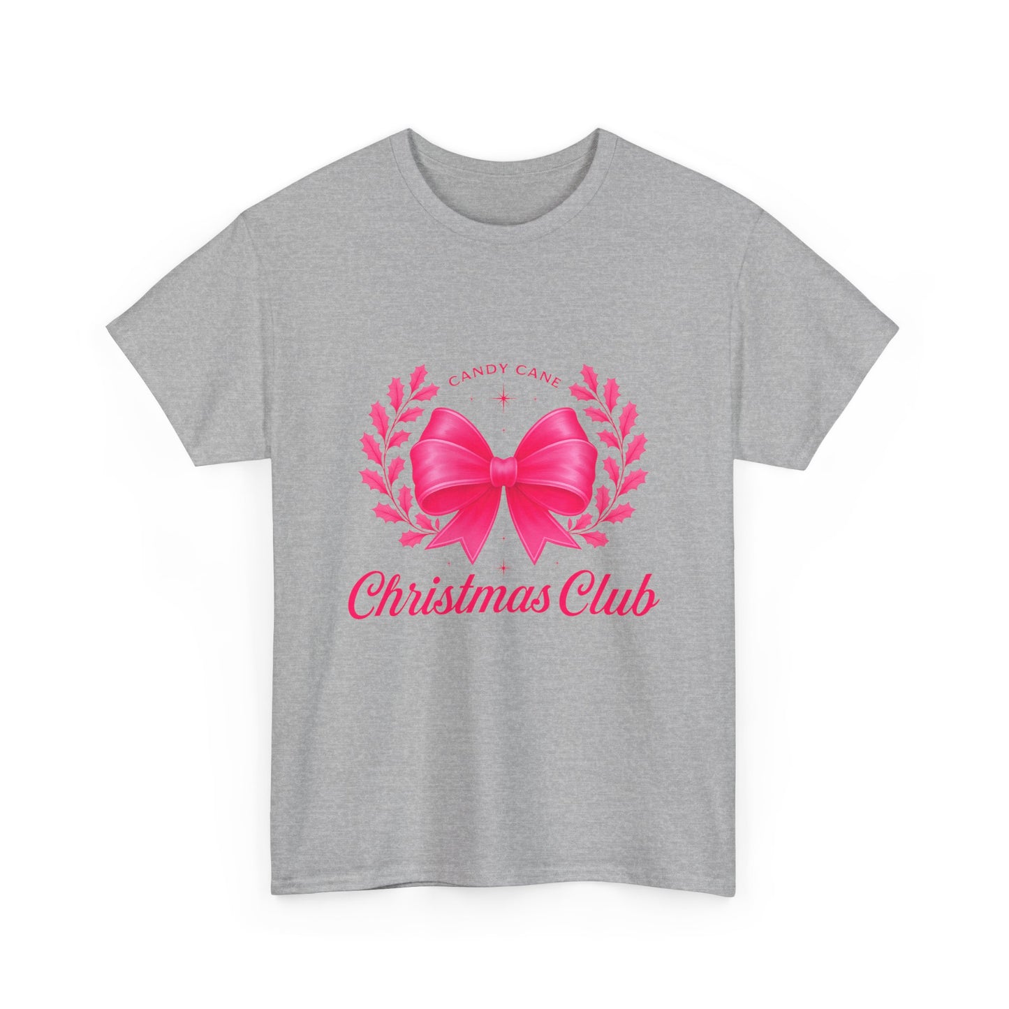 Christmas Tee with Pink Bow and Candy Cane Christmas Club Text