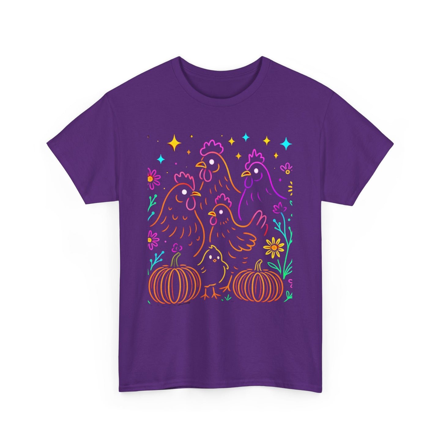Autumn Glow Chicken Tee – Colorful Farmhouse Pumpkin Shirt