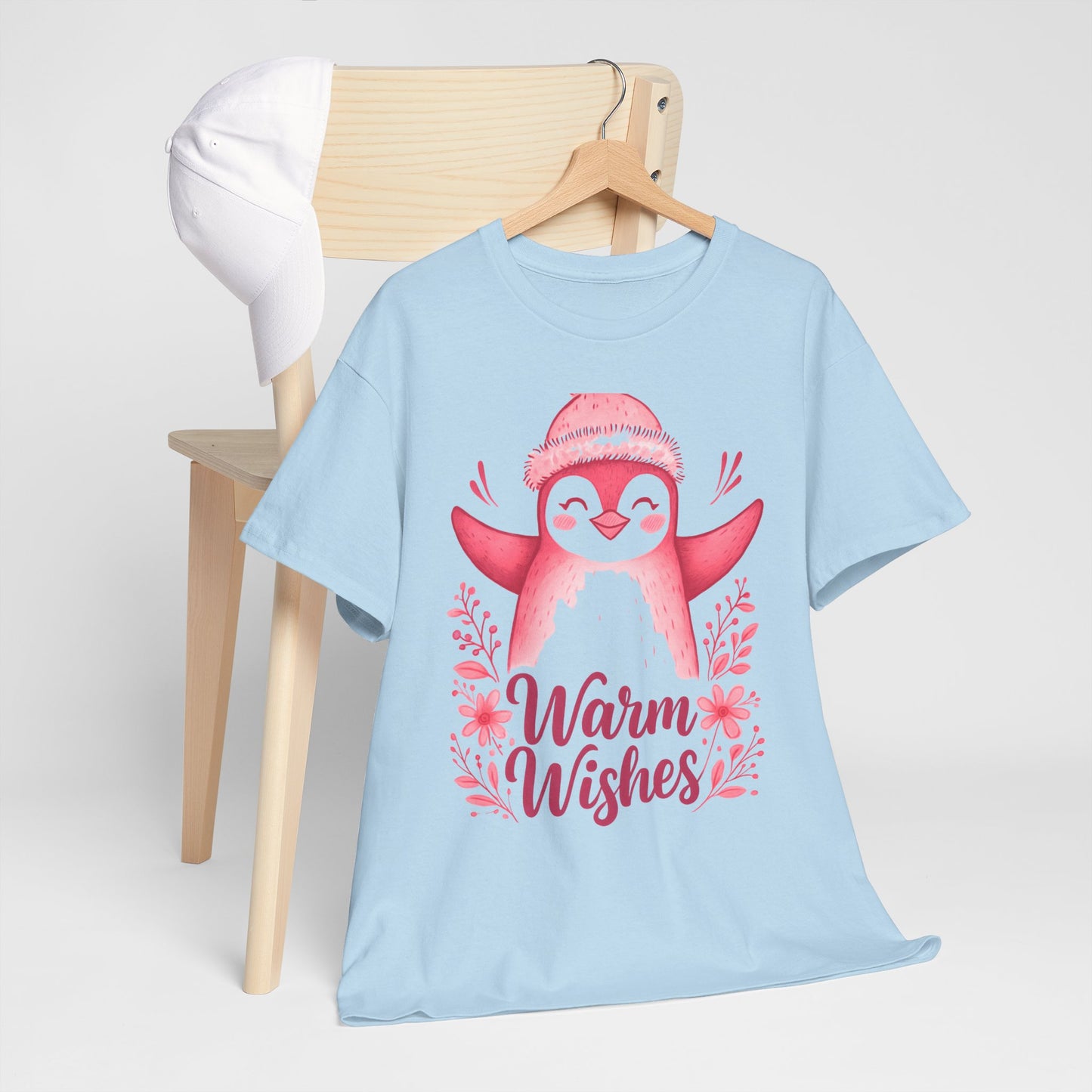 Warm Wishes Pink Penguin Tee - Holiday Tee