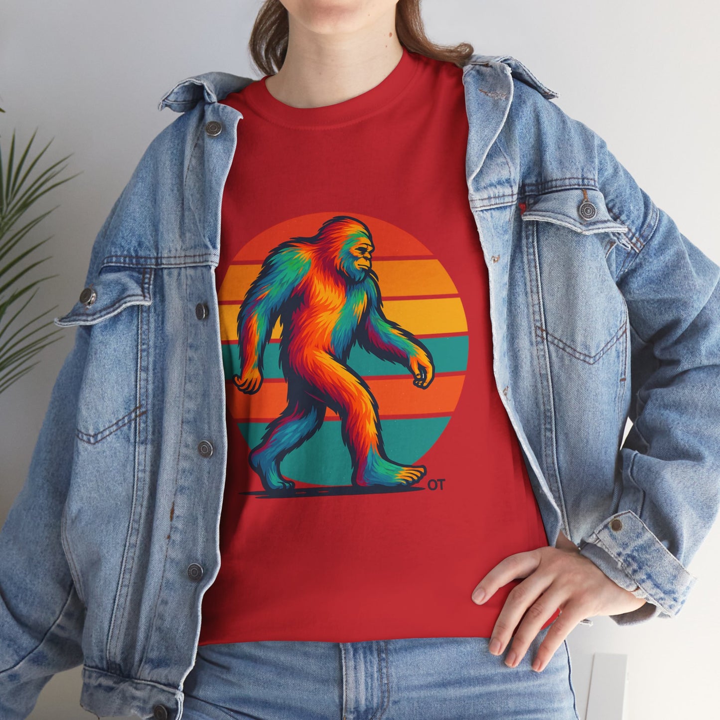 Colorful Bigfoot Unisex T-Shirt, Fun Graphic Tee for Nature Lovers, Perfect for Holidays, Festivals, Camping, Gifts