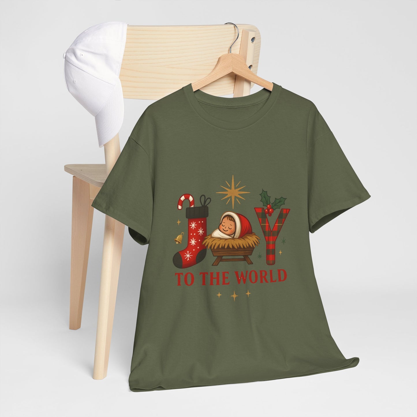 Christmas Joy Unisex Tee with Baby Jesus Illustration
