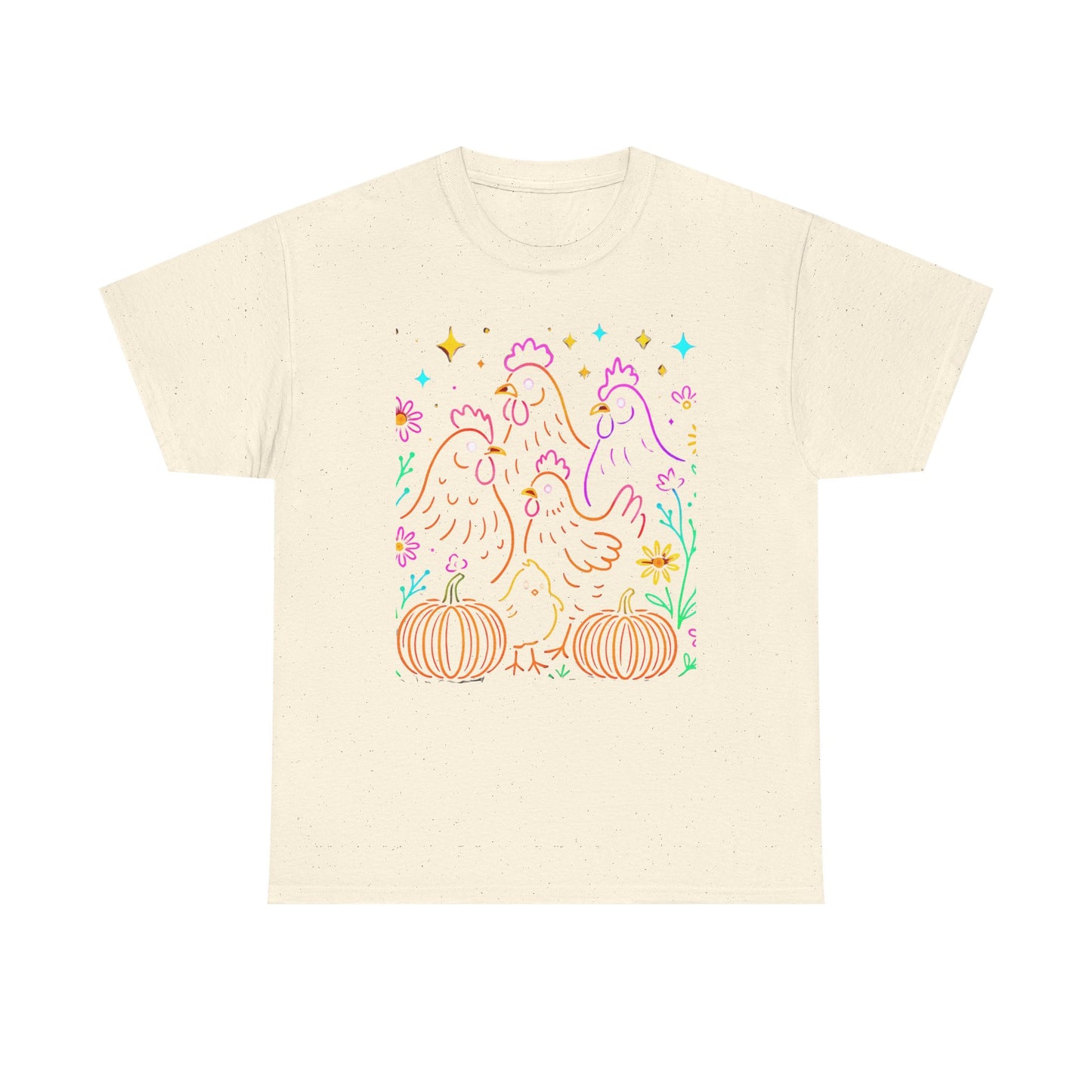 Autumn Glow Chicken Tee – Colorful Farmhouse Pumpkin Shirt