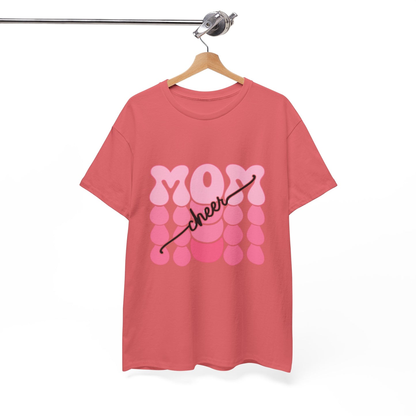 MOM Cheer – Pink Bubble Letter Spirit Tee