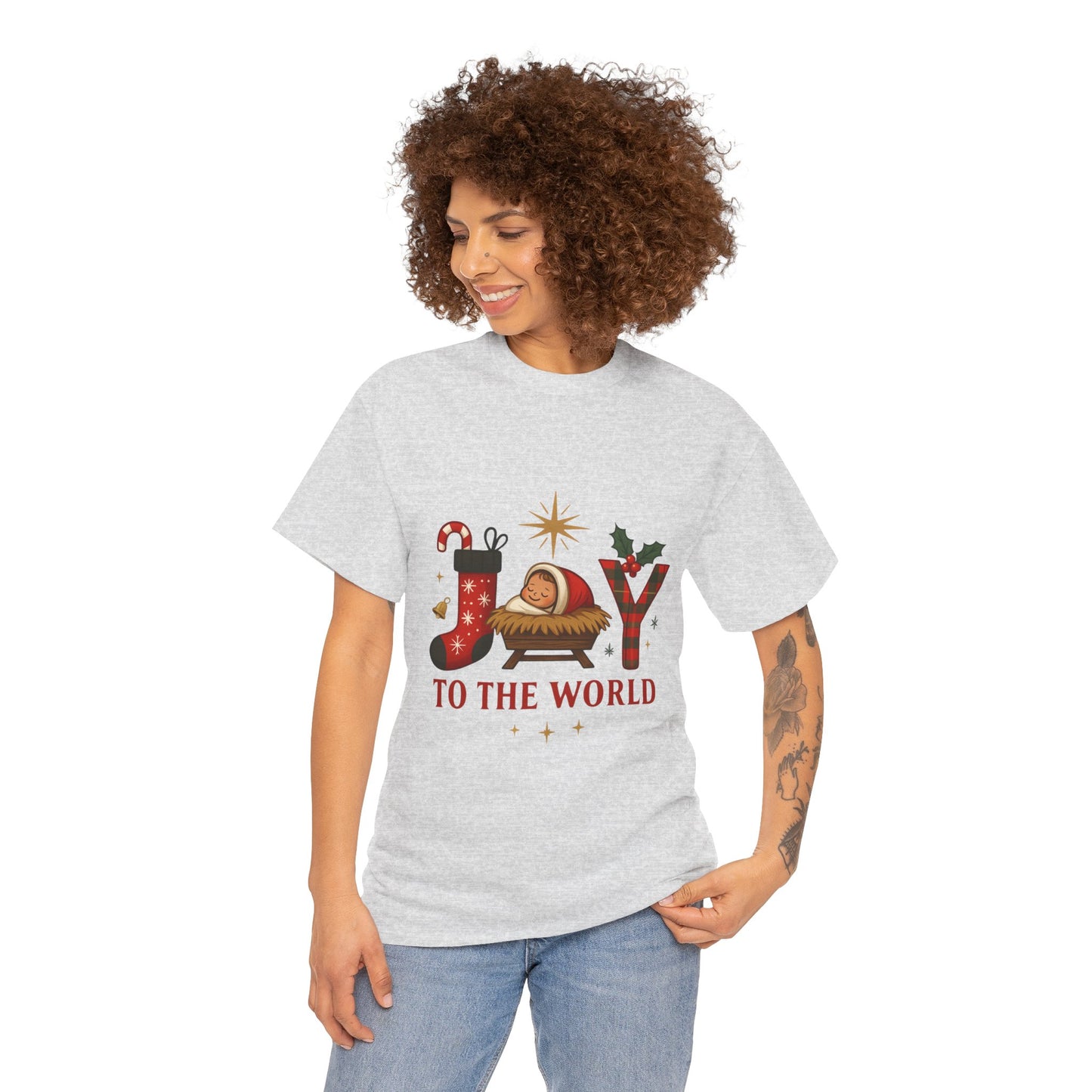 Christmas Joy Unisex Tee with Baby Jesus Illustration