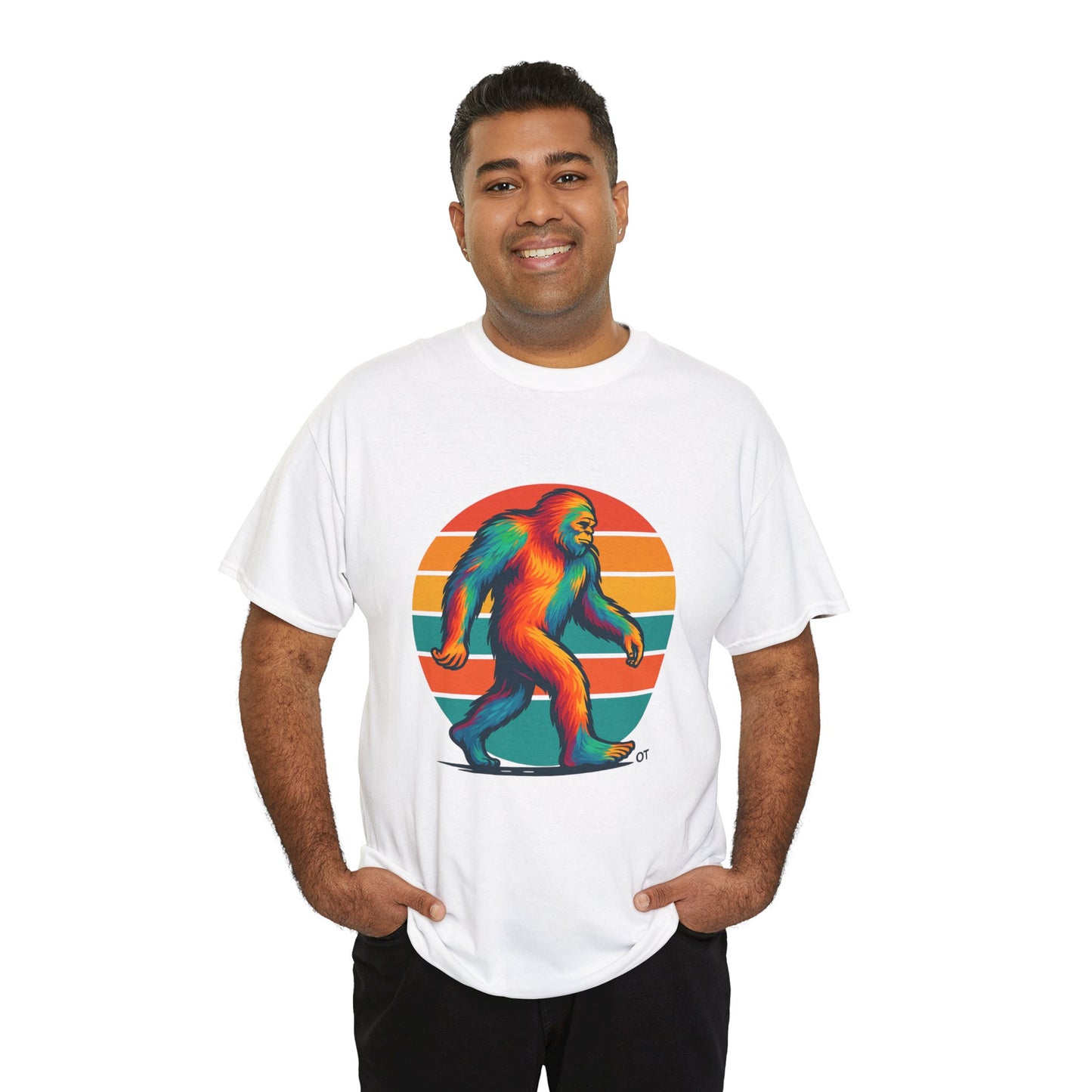 Colorful Bigfoot Unisex T-Shirt, Fun Graphic Tee for Nature Lovers, Perfect for Holidays, Festivals, Camping, Gifts