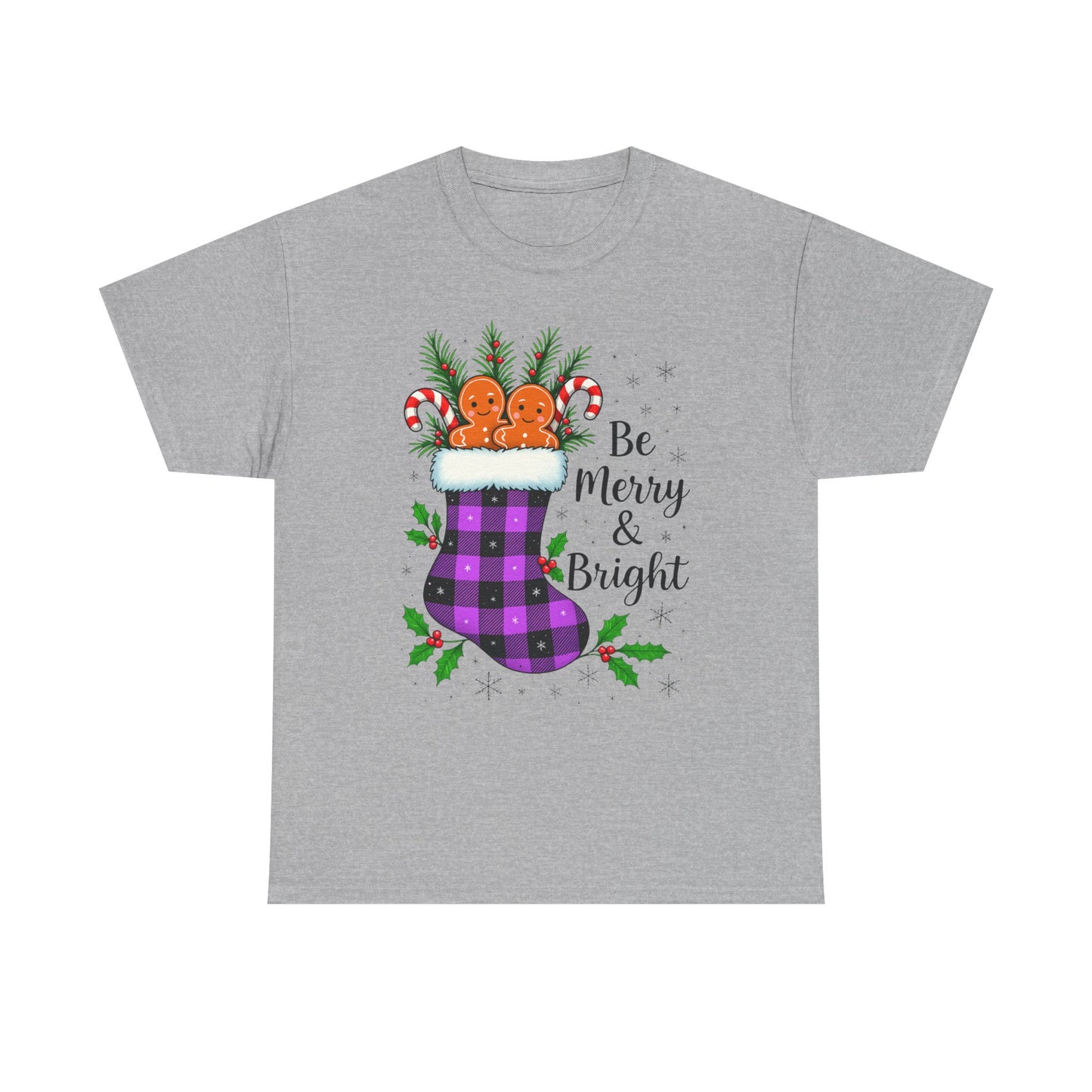 Buffalo Plaid Stocking Unisex Tee - Be Merry & Bright