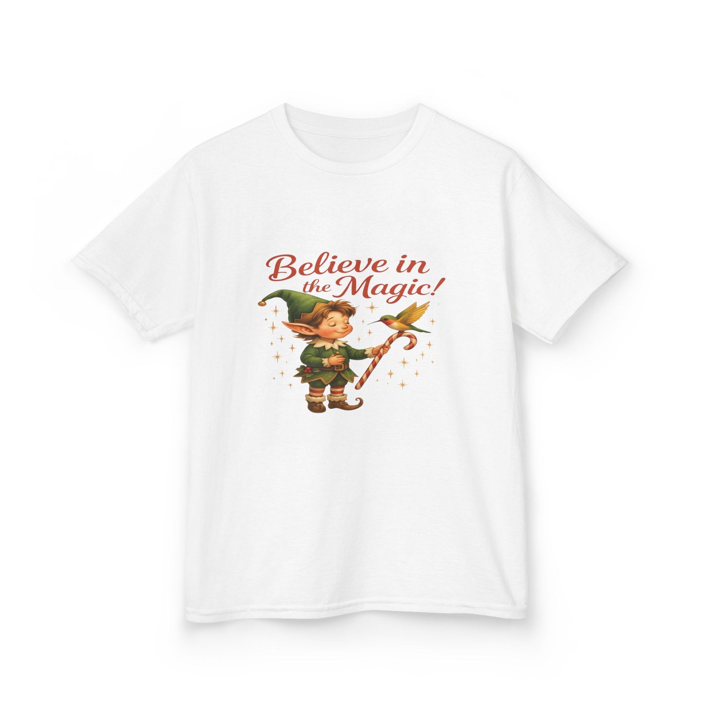Believe in the Magic Elf & Dino Christmas Kids Tee