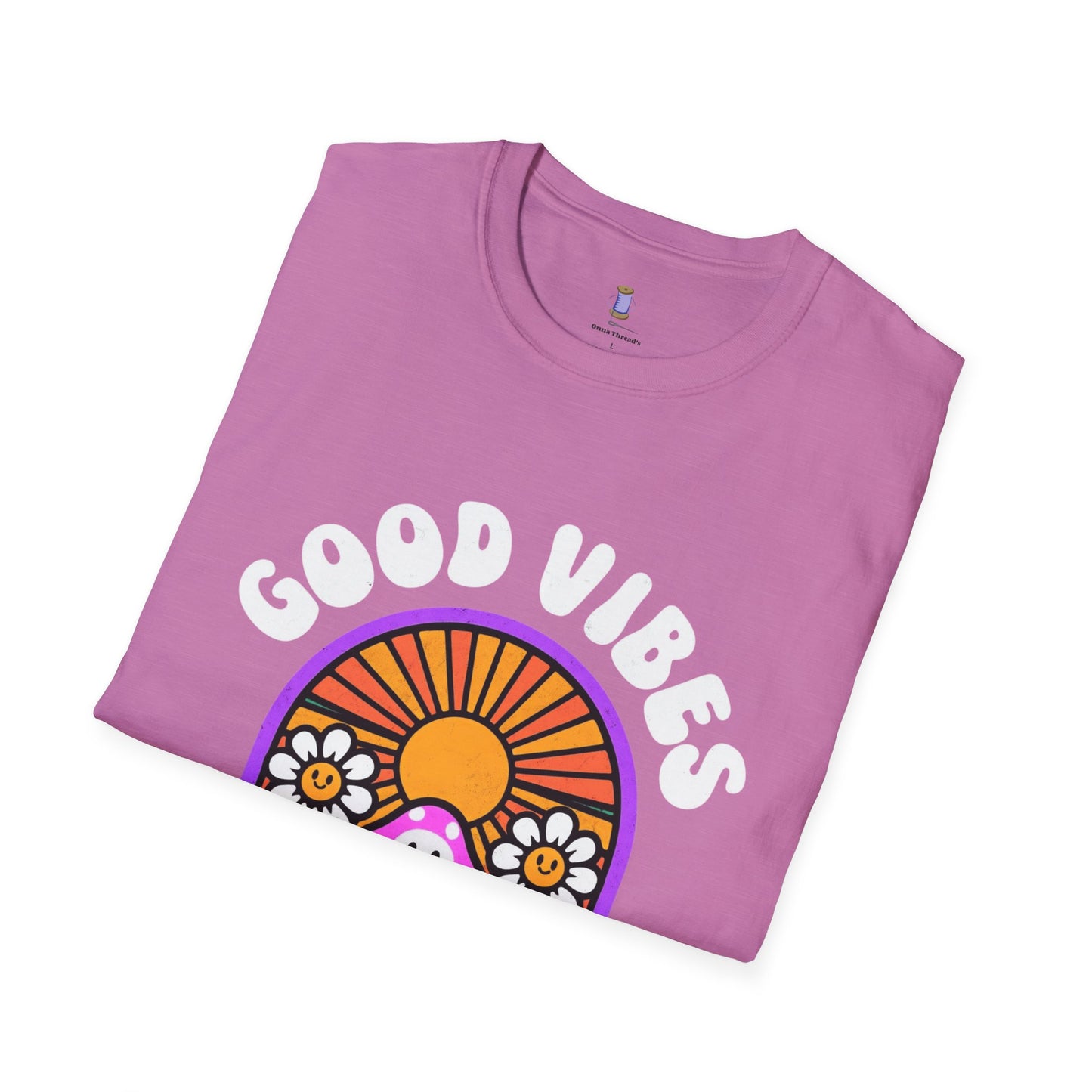 Good Vibes Unisex Softstyle T-Shirt, Fun Graphic Tee, Summer Vibe Shirt, Gift for Friends, Eco-Friendly Fashion