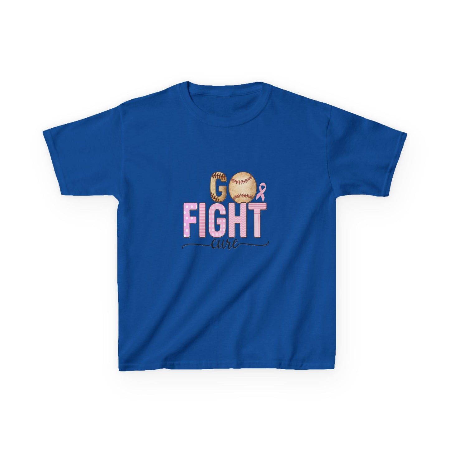 Go Fight Cure Baseball Pink Ribbon Kids Christmas Tee