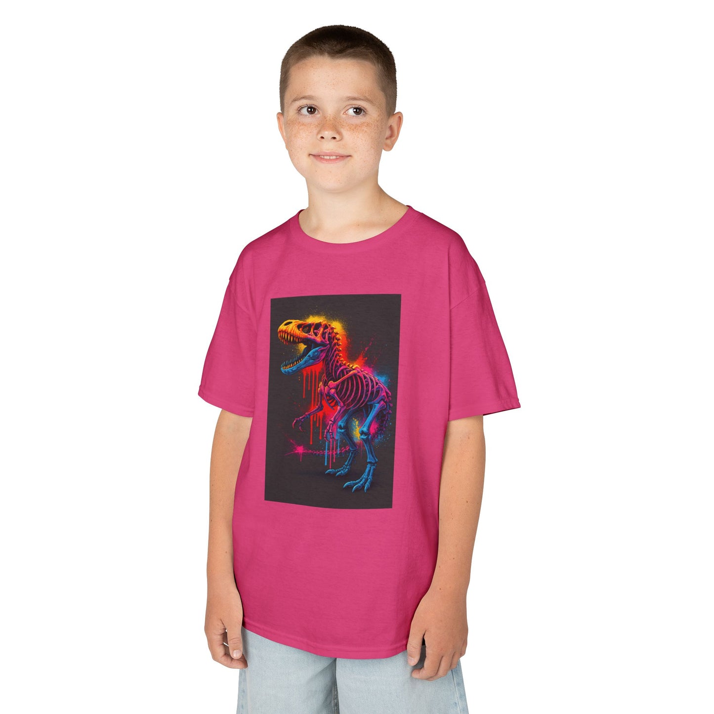Kids Dinosaur Glow Tee, Fun Kids T-Shirt, Dino Shirt for Kids, Birthday Gift, Unique Kids Clothing, Animal Lover Apparel
