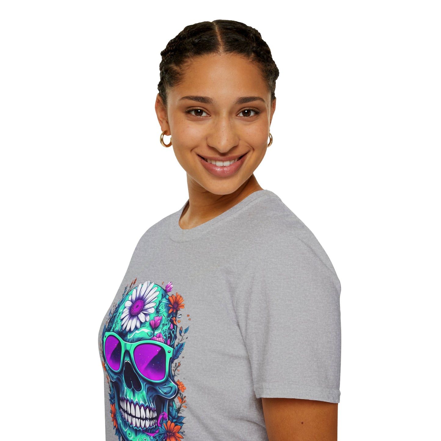Vibrant Skull Graphic Tee, Edgy Unisex T-Shirt, Festival Wear, Vintage Inspired Tops, Halloween Must-Have, Cool Casual Style