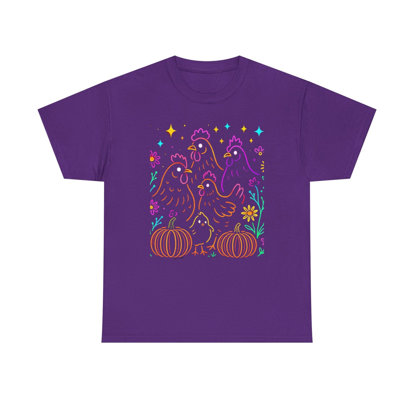 Autumn Glow Chicken Tee – Colorful Farmhouse Pumpkin Shirt