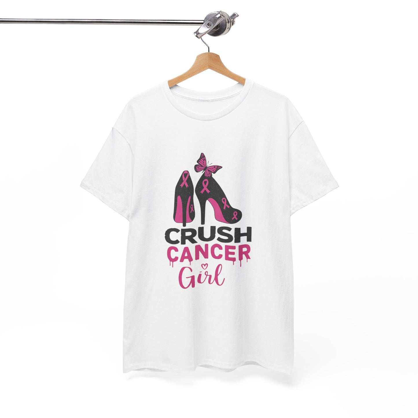Crush Cancer Girl Tee: High Heels, Pink Ribbon, Hope