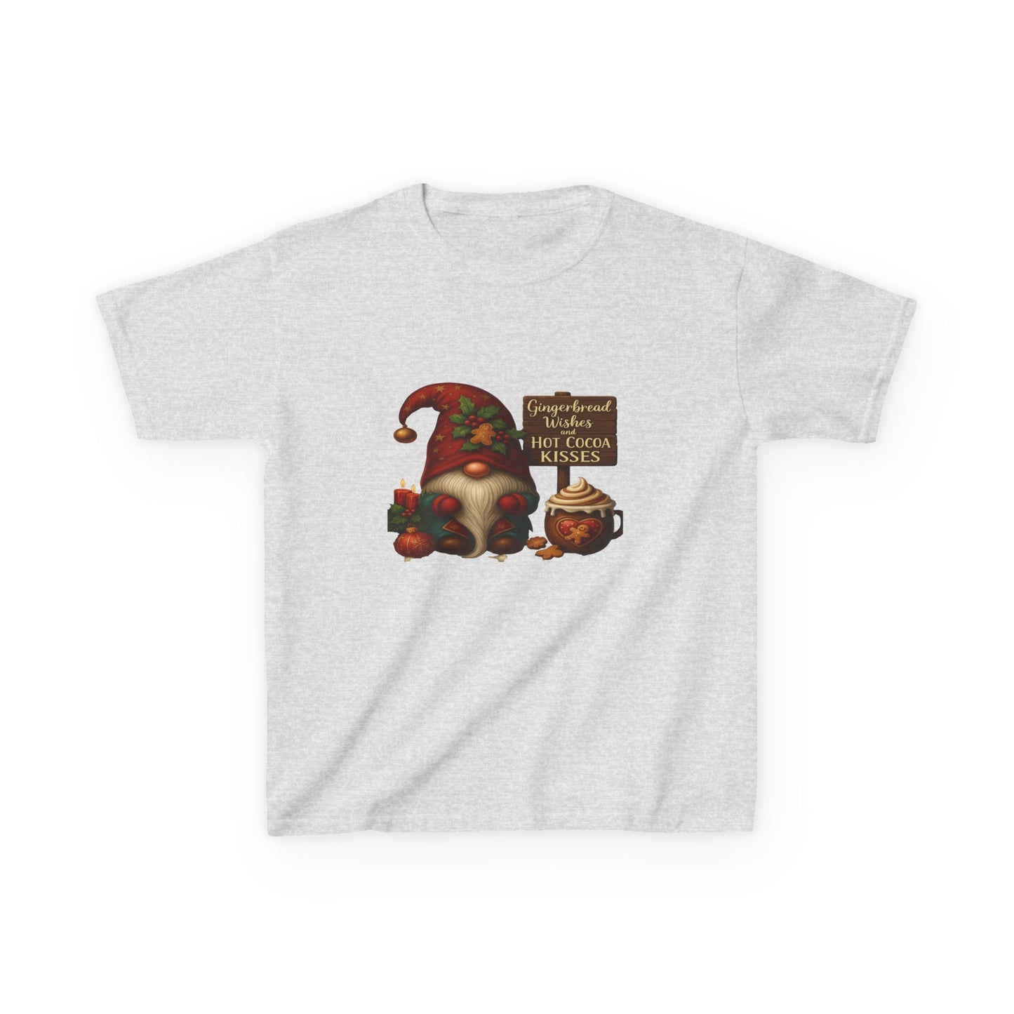 Gingerbread Gnome Dino Christmas Kids Tee