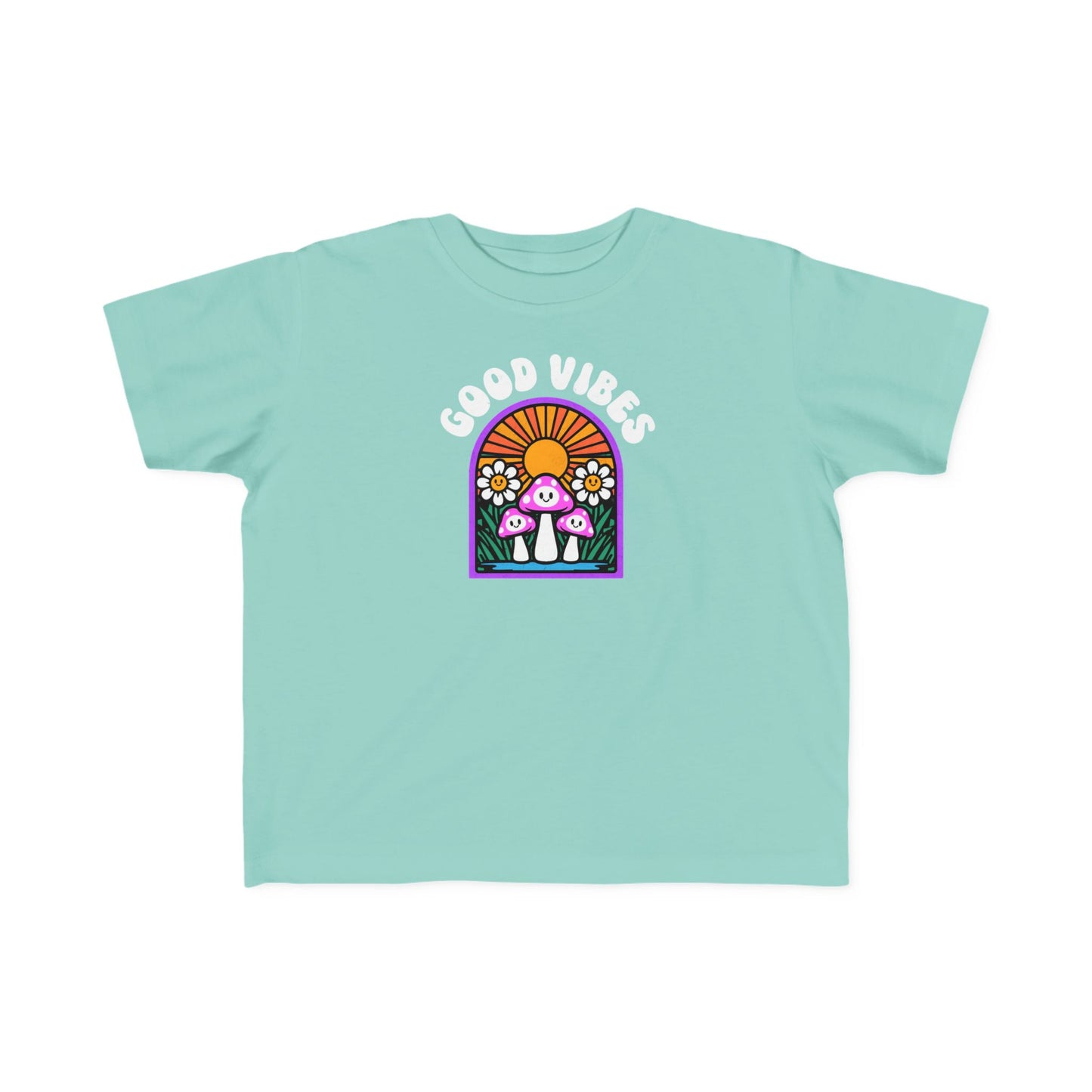 Toddler's Good Vibes Tee - Bright Jersey T-Shirt for Kids, Fun Summer Wear, Gift for Birthdays, Playdates, Rainbow Theme