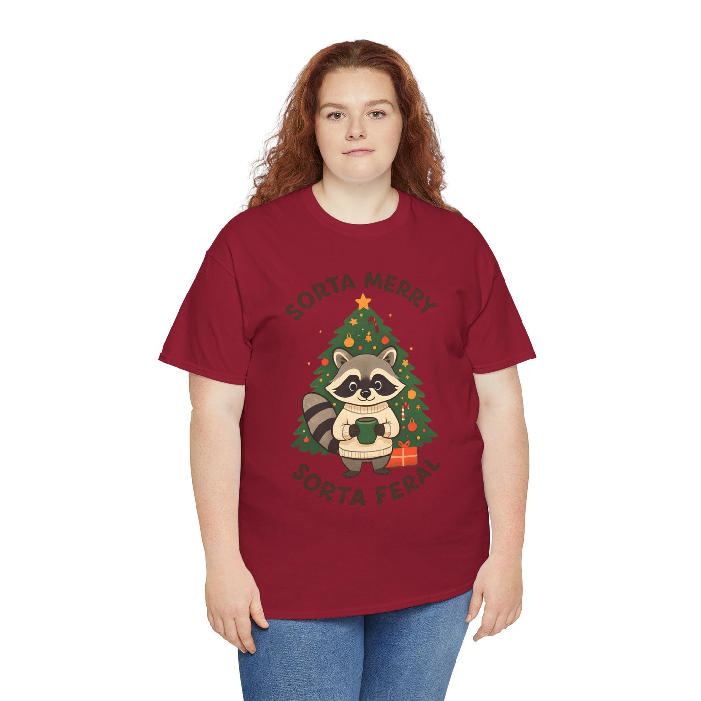 Sorta Merry Sorta Feral Raccoon Christmas Tee