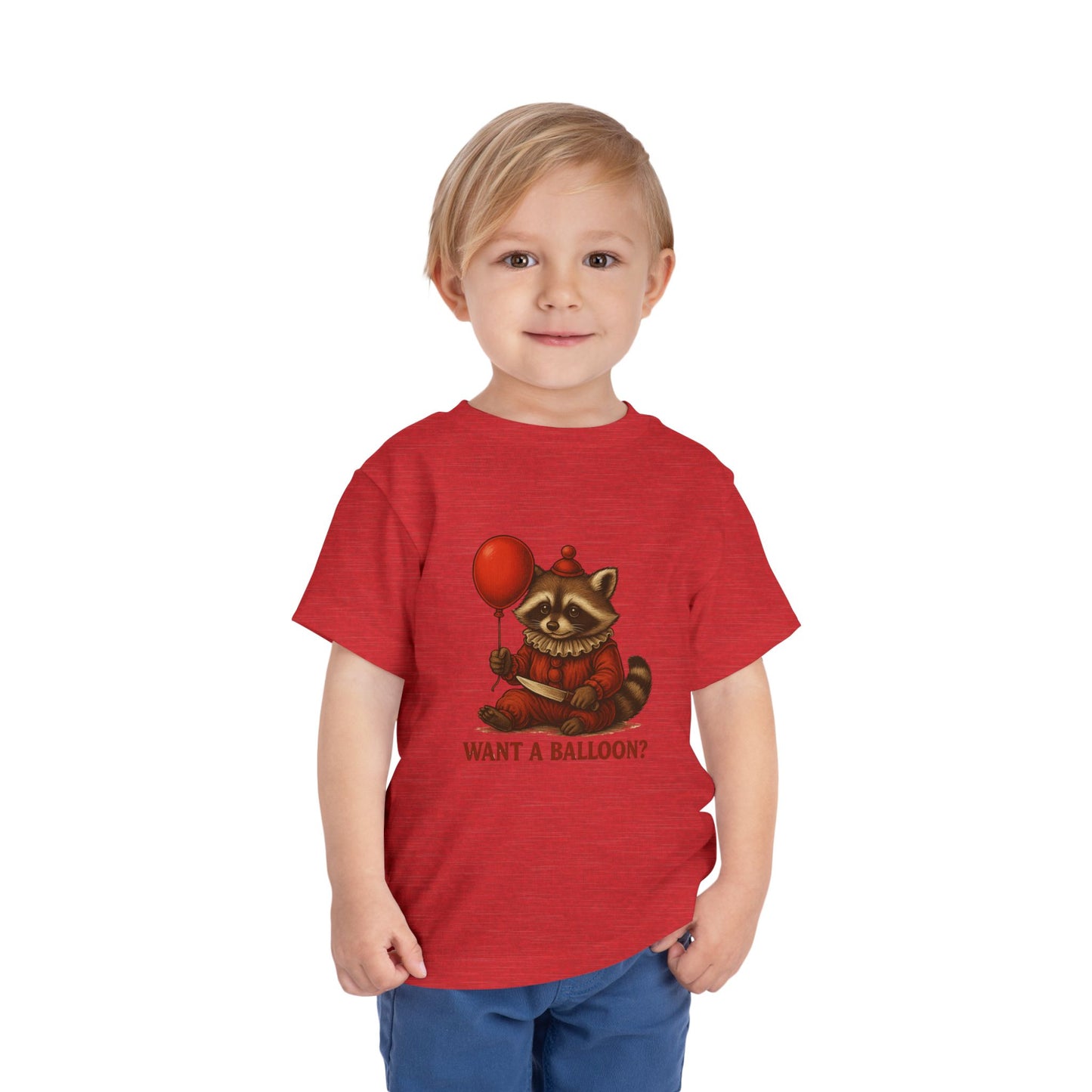 Toddler Halloween Tee with Seated Raccoon Clown Design