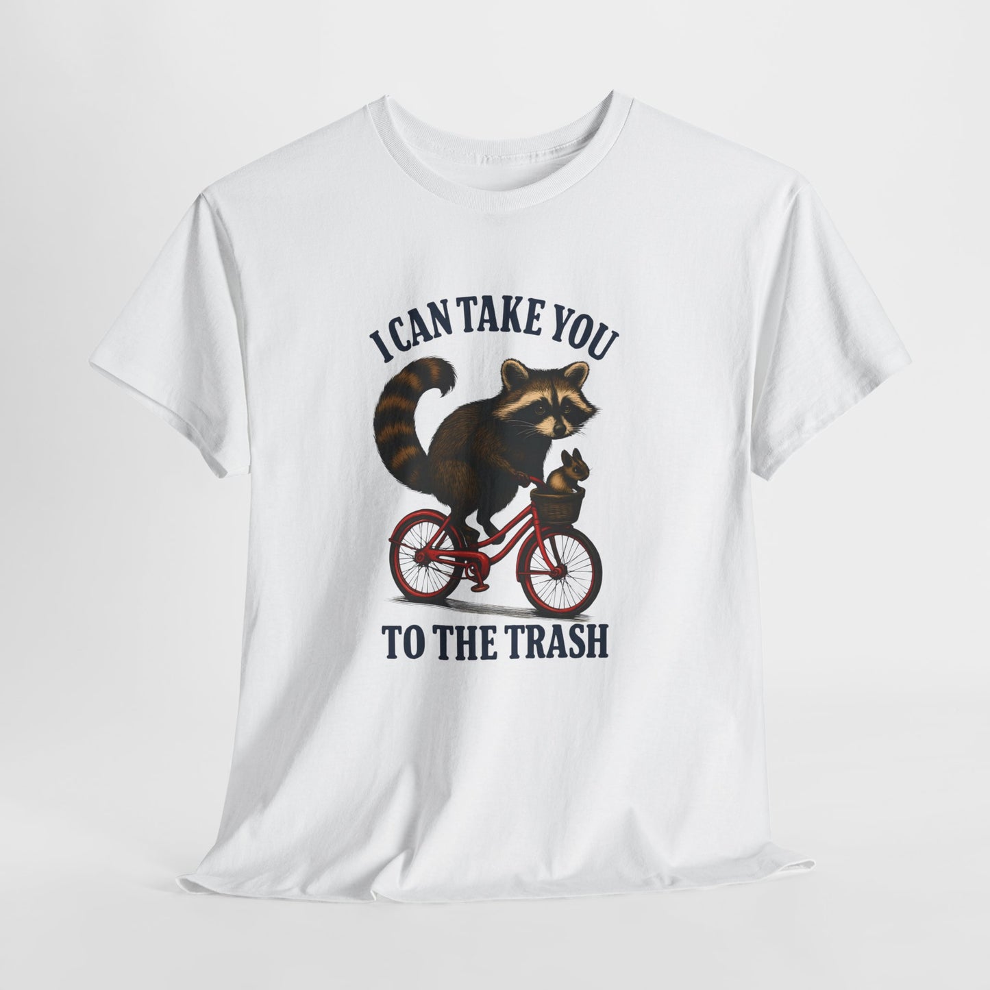 Cotton Tee Vintage Raccoon Bicycle Graphic Shirt