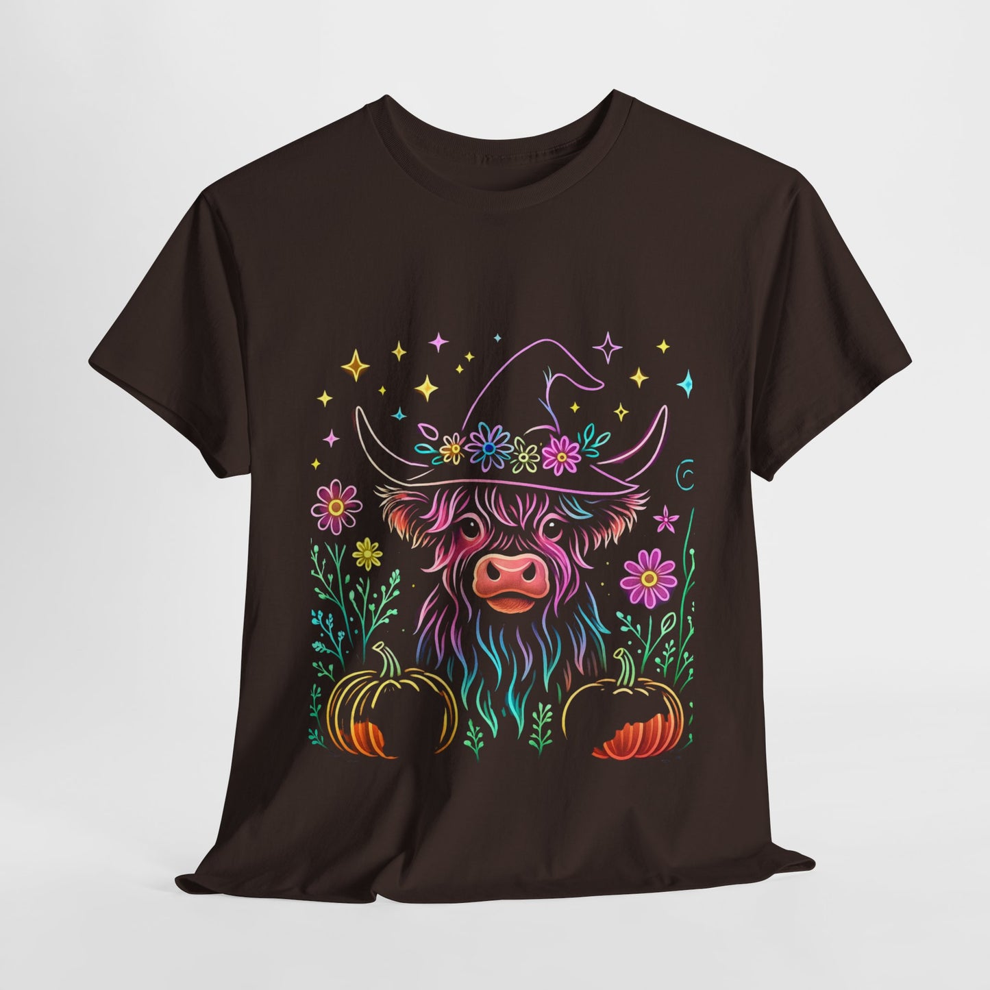 🎃 Magical Highland Cow Tee – Witchy Pumpkin Farm Shirt