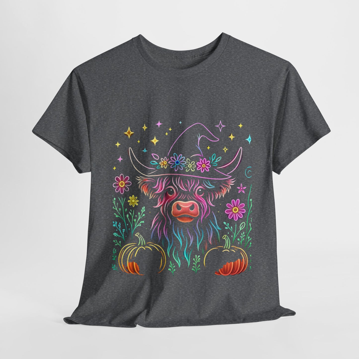 🎃 Magical Highland Cow Tee – Witchy Pumpkin Farm Shirt