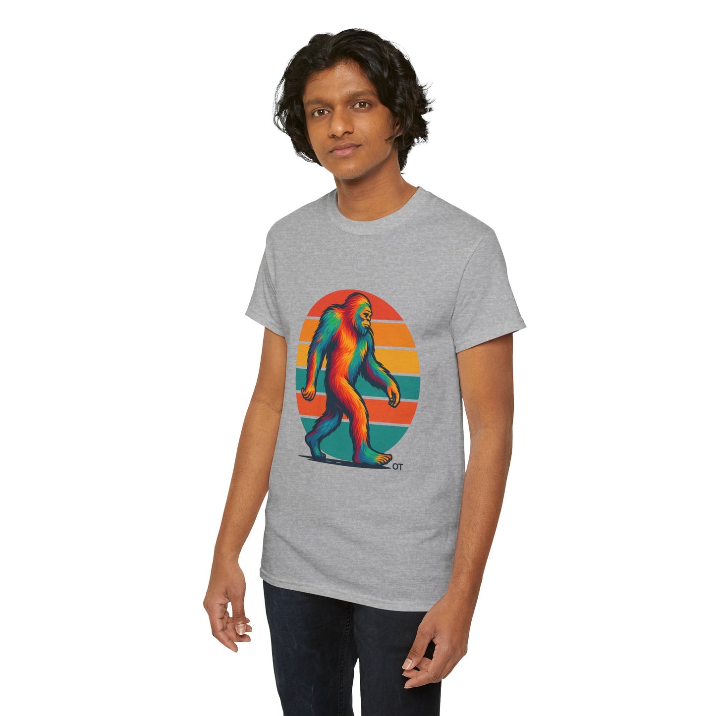 Colorful Bigfoot Unisex T-Shirt, Fun Graphic Tee for Nature Lovers, Perfect for Holidays, Festivals, Camping, Gifts