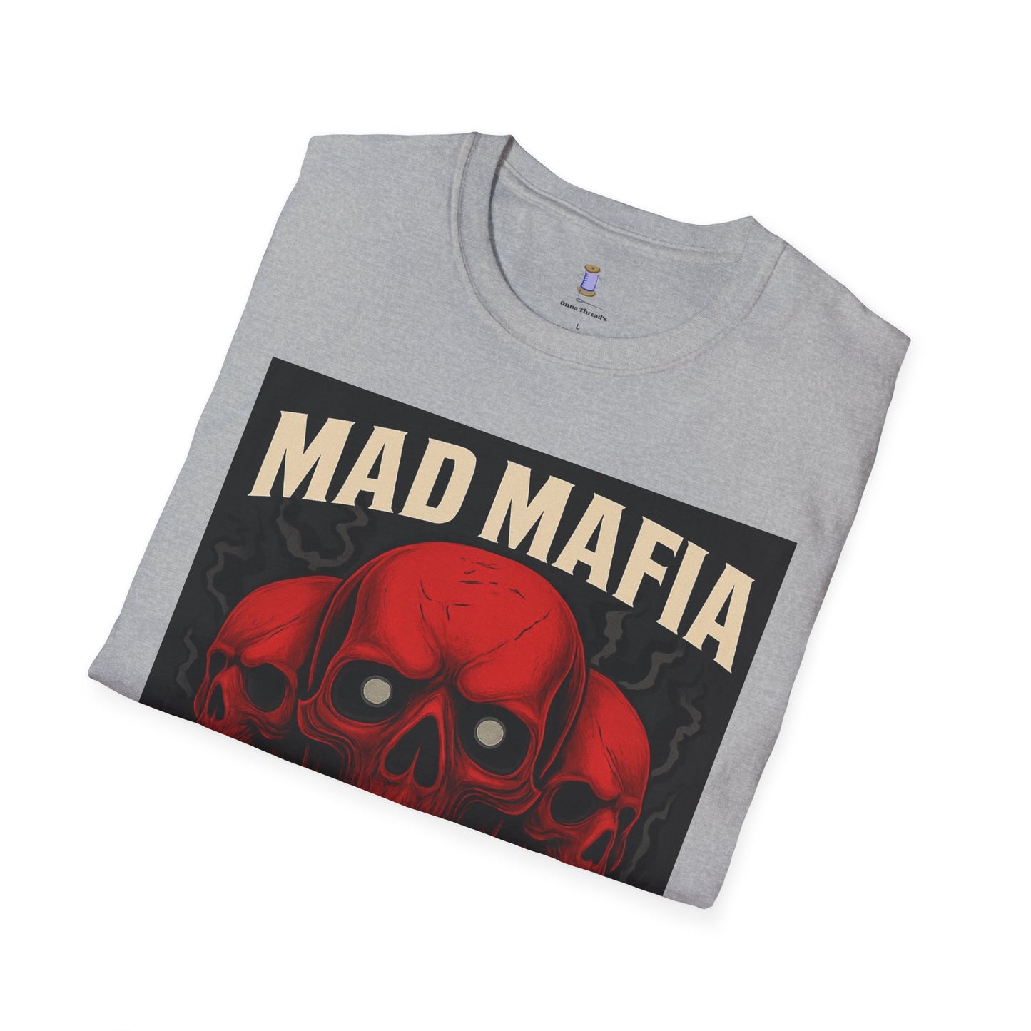 Bold Mad Mafia Graphic Tee, Unisex Softstyle T-Shirt, Streetwear Top, Gift for Him, Fashion Statement Tee, Casual Everyday Wear