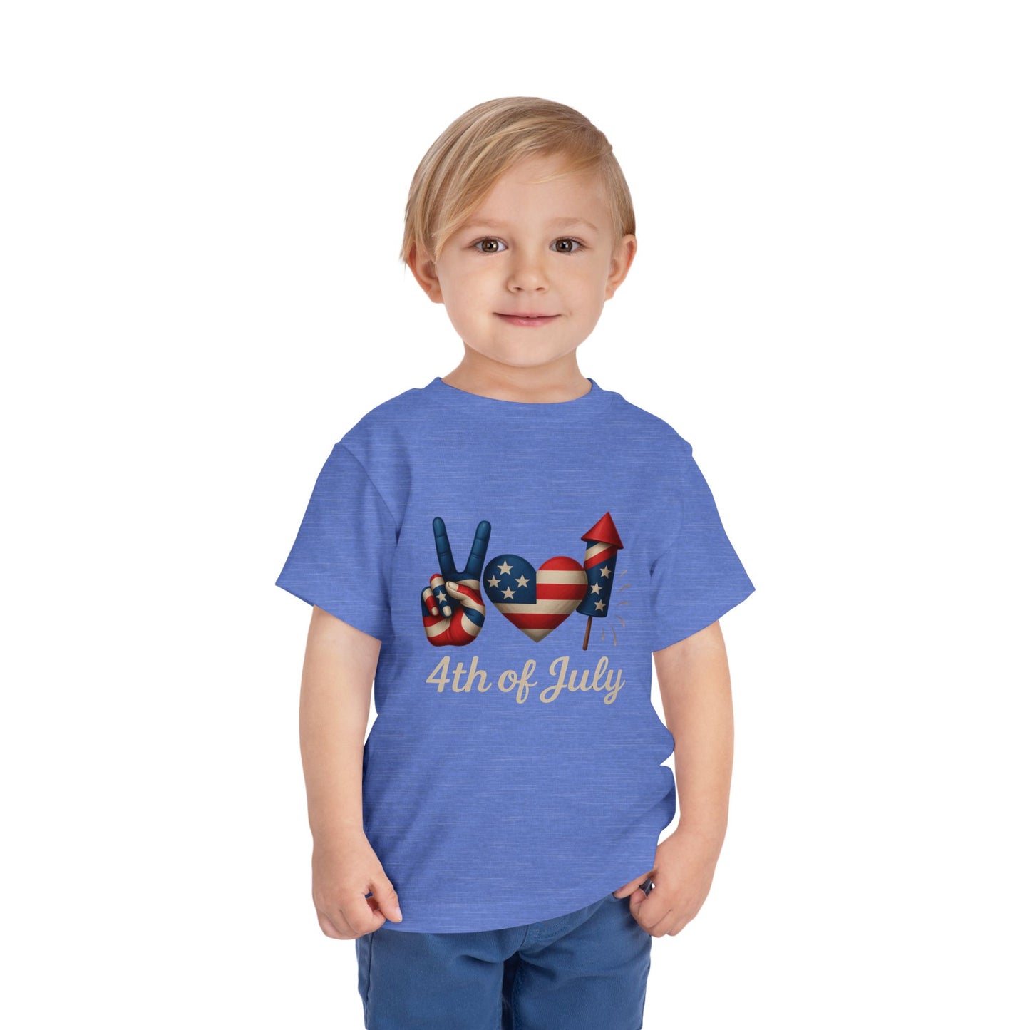 4th of July Peace & Heart Tee: Patriotic Toddler Shirt