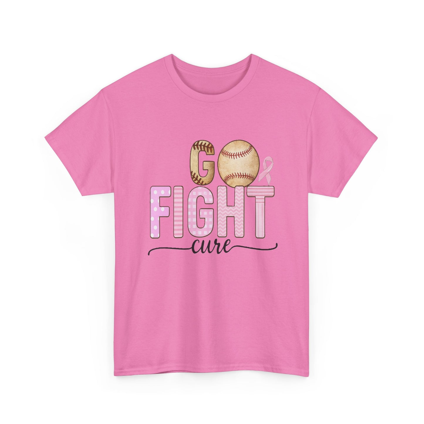 Go Fight Cure Baseball Pink Ribbon Awareness Tee