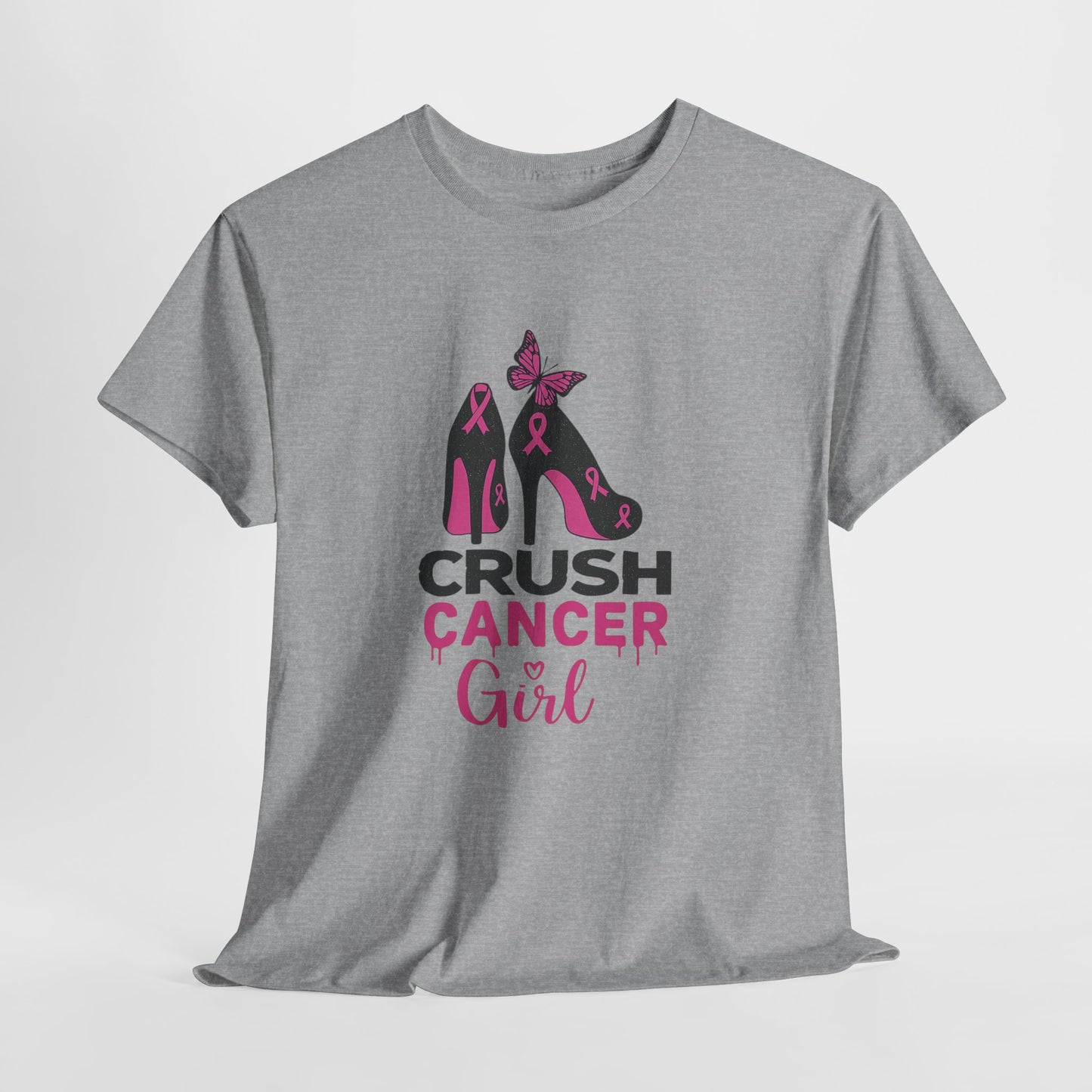 Crush Cancer Girl Tee: High Heels, Pink Ribbon, Hope