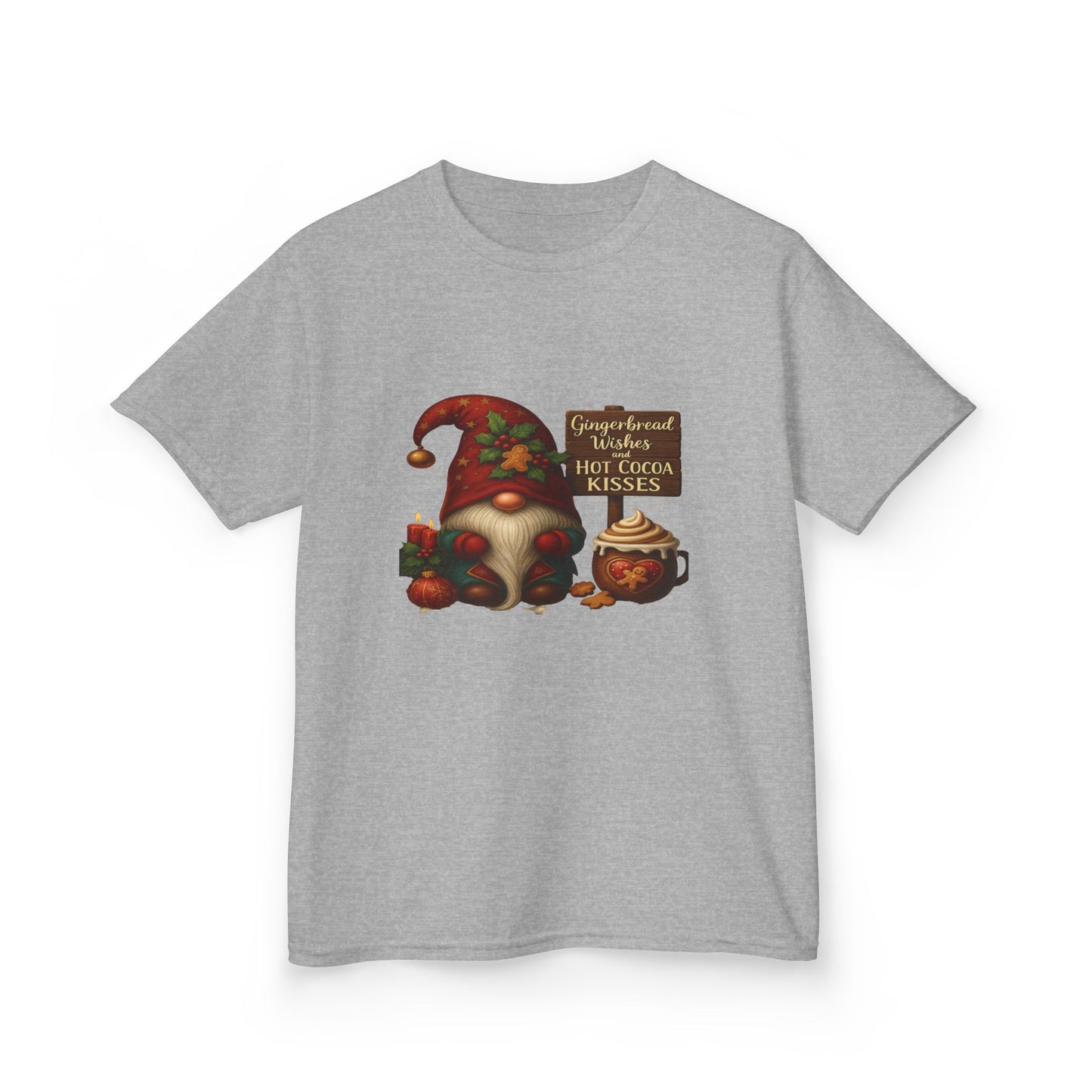 Gingerbread Gnome Dino Christmas Kids Tee