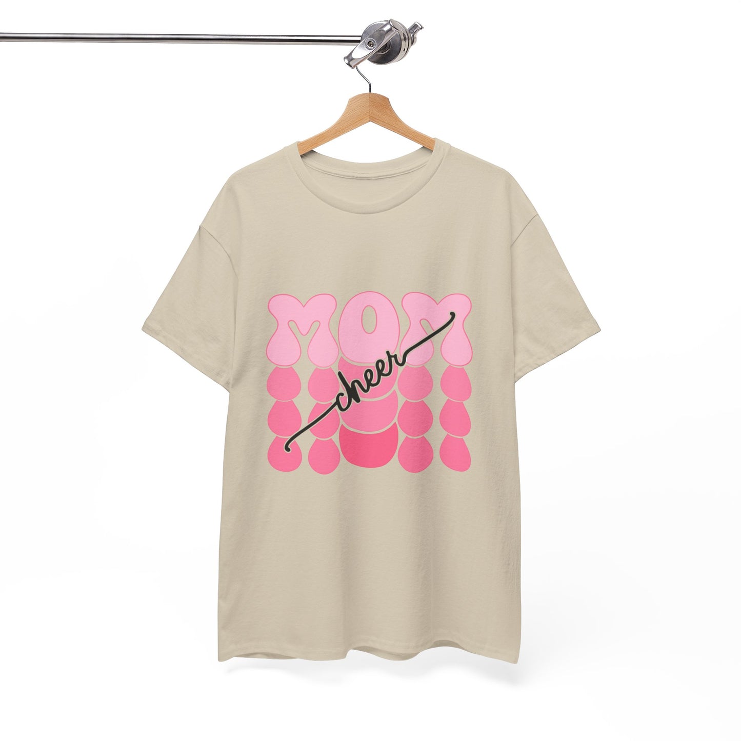 MOM Cheer – Pink Bubble Letter Spirit Tee