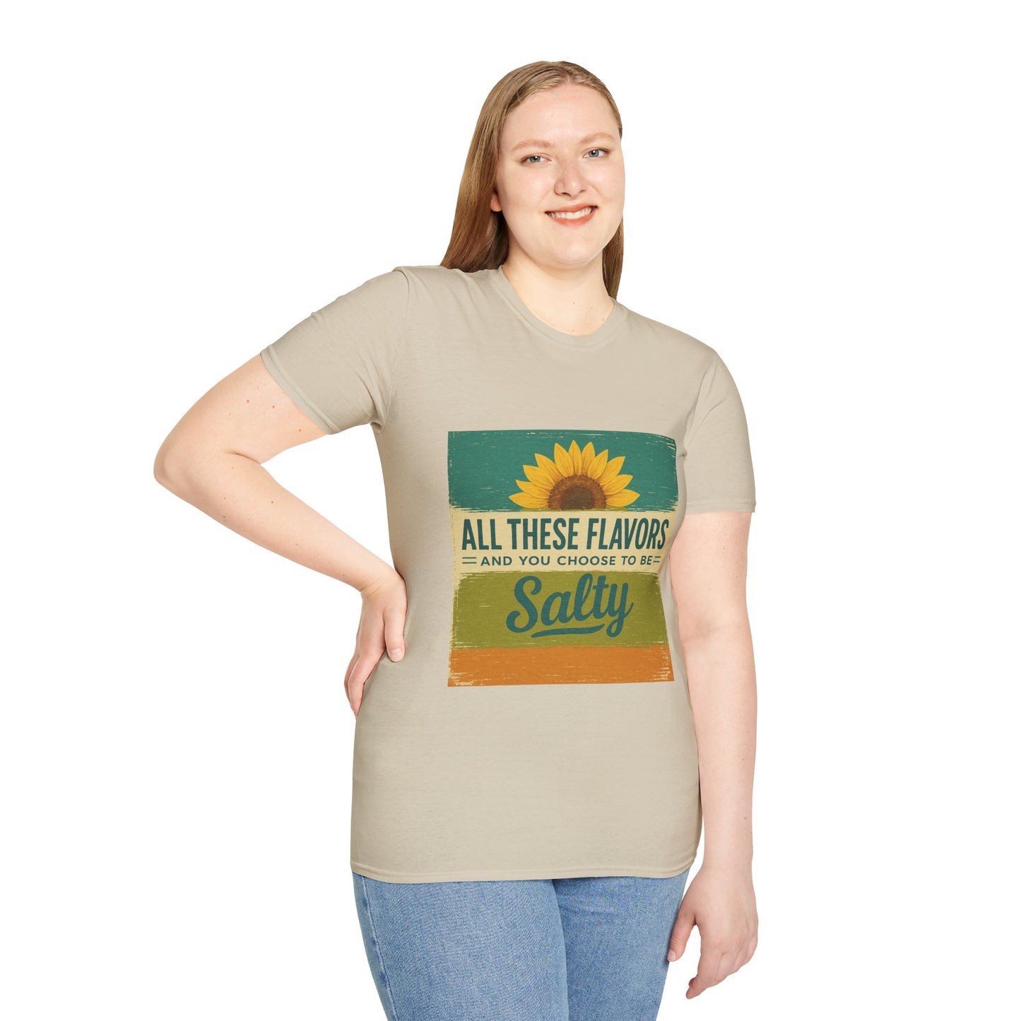 Sunflower Salty T-Shirt: Unisex Softstyle Tee for Sunshine Lovers, Casual Wear, Birthday Gift, Summer Vibes, Relaxed Style