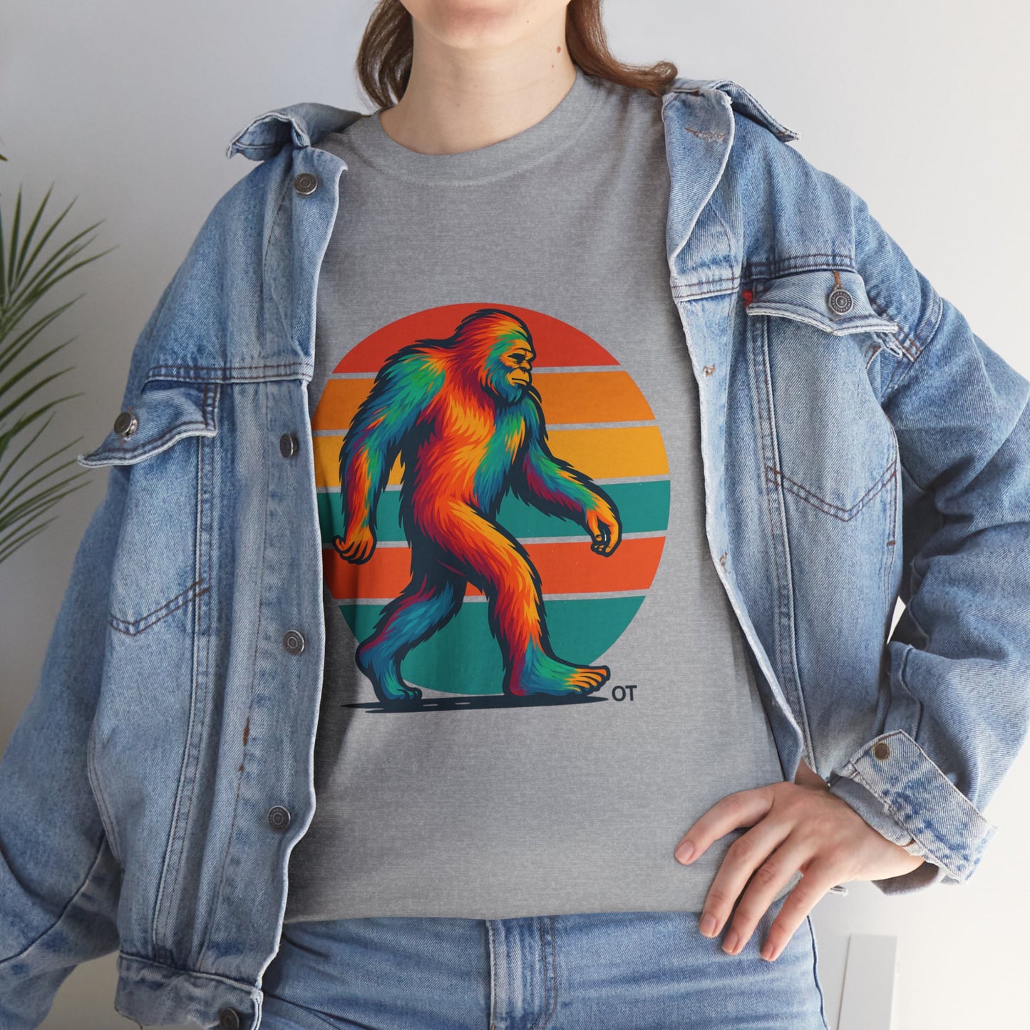 Colorful Bigfoot Unisex T-Shirt, Fun Graphic Tee for Nature Lovers, Perfect for Holidays, Festivals, Camping, Gifts