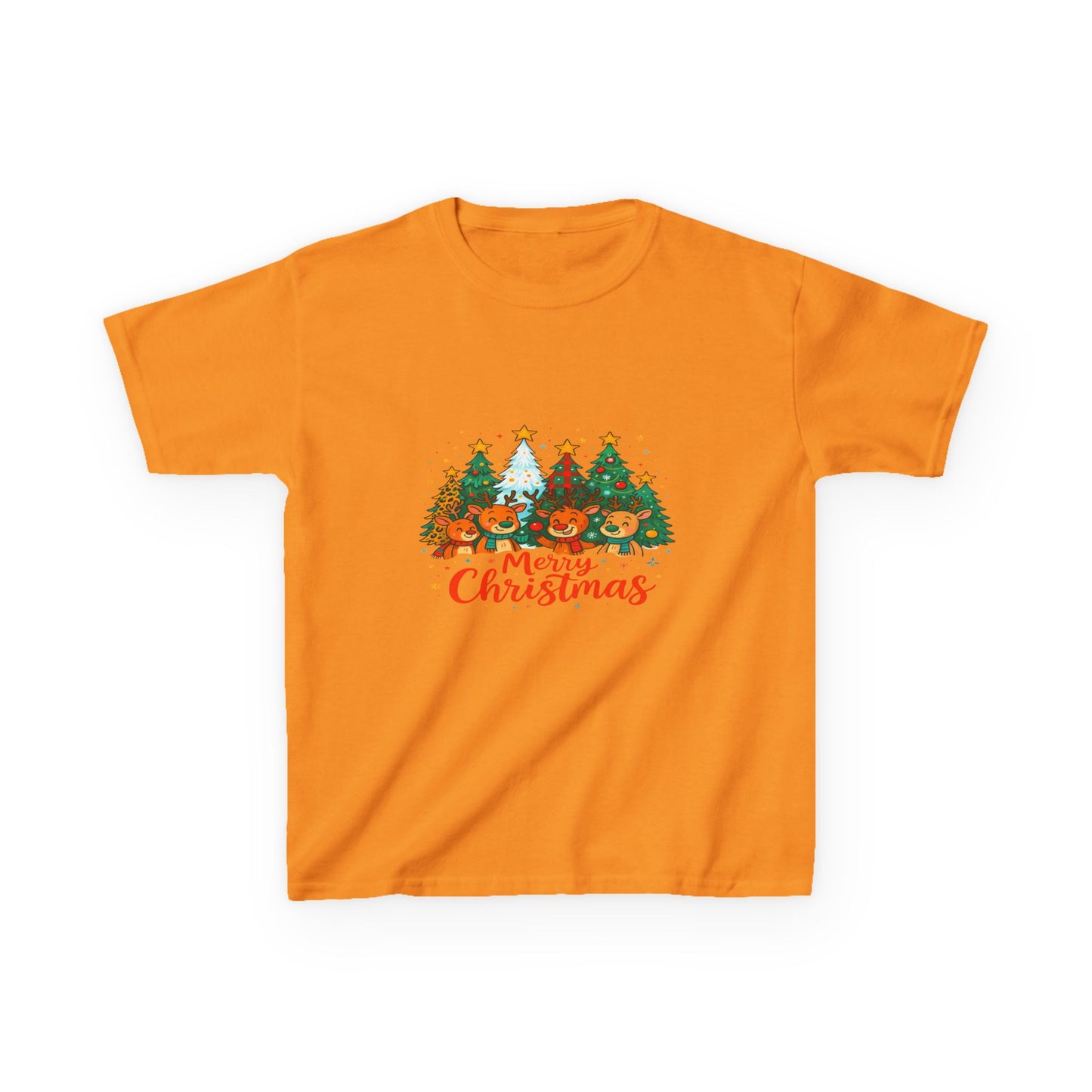 Merry Christmas Reindeer & Dino Trees Kids Tee