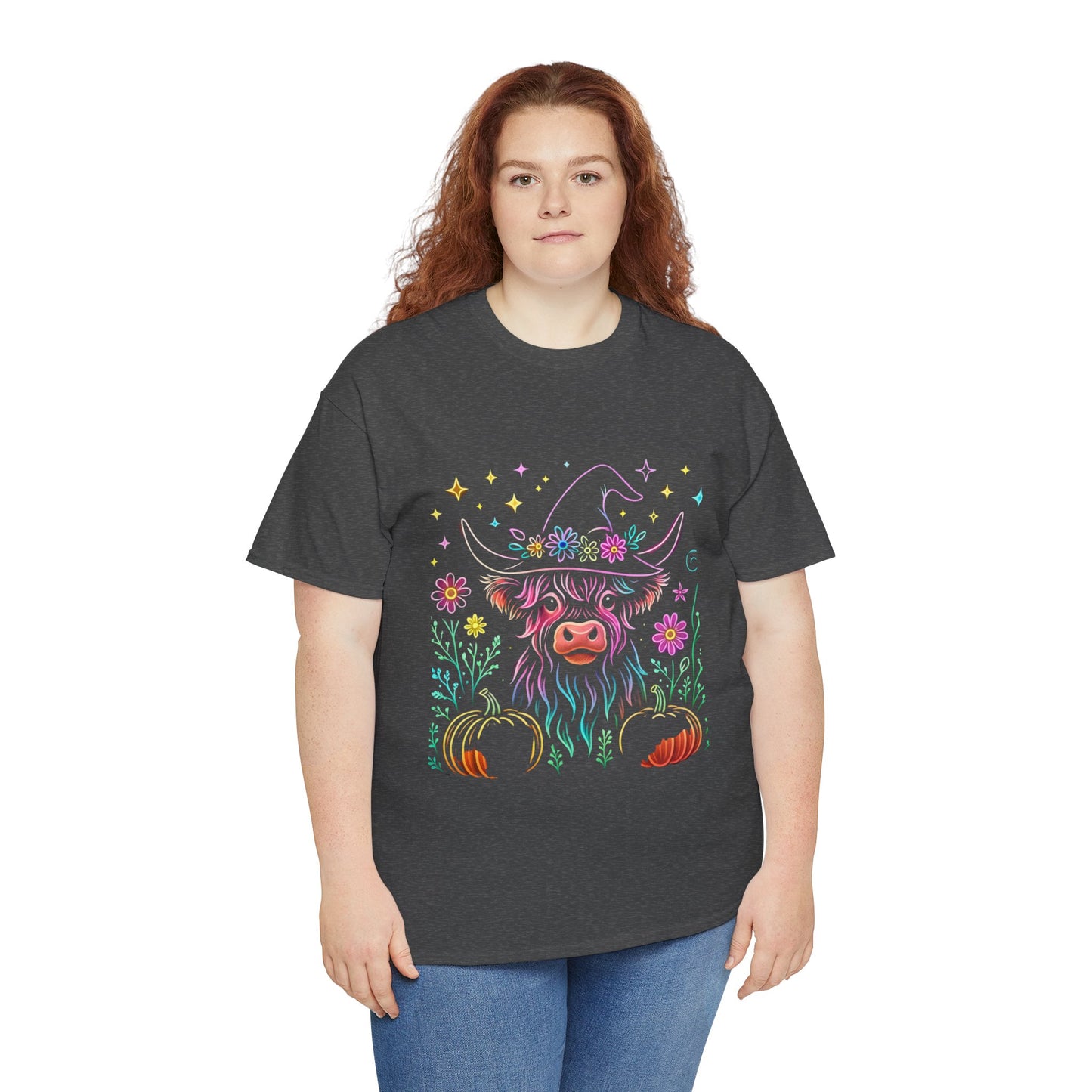 🎃 Magical Highland Cow Tee – Witchy Pumpkin Farm Shirt