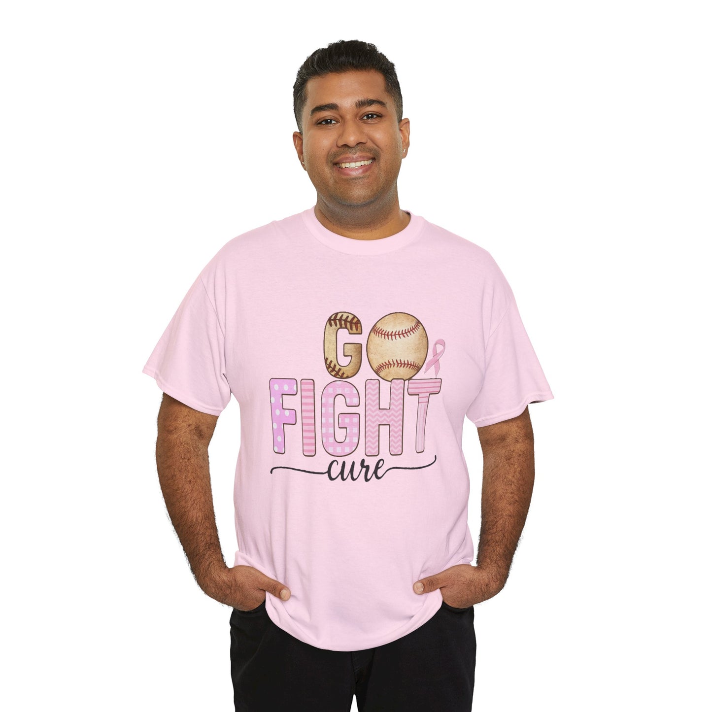 Go Fight Cure Baseball Pink Ribbon Awareness Tee